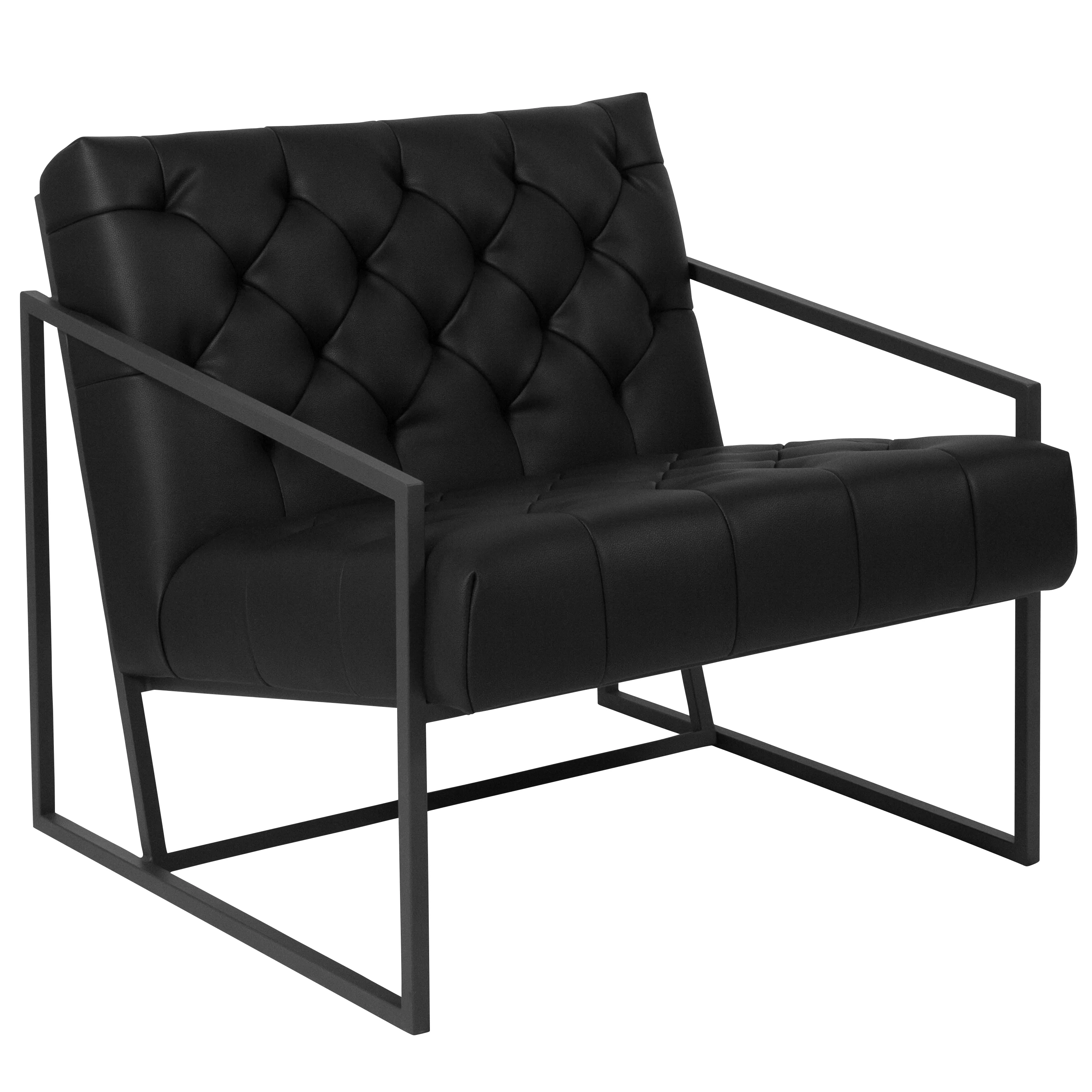Flash Furniture HERCULES Madison Series Black LeatherSoft Tufted Lounge Chair