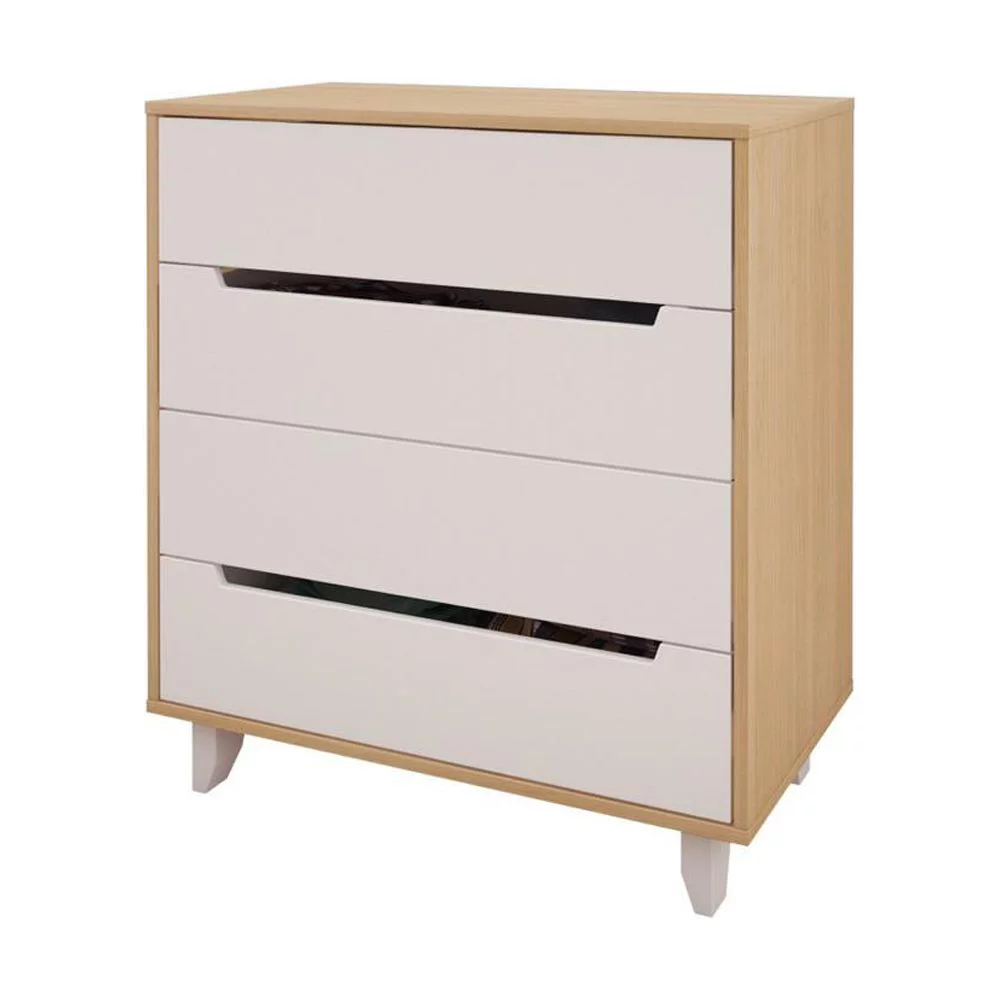 Nexera Modern 4 Drawer Chest in White and Natural Maple