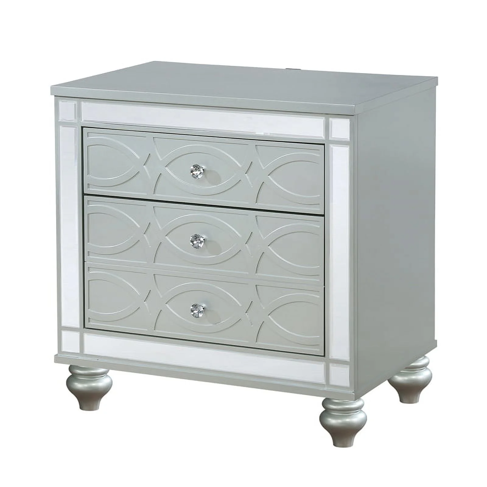 Pemberly Row 5-piece Queen Wood Bedroom Set with LED Light Silver