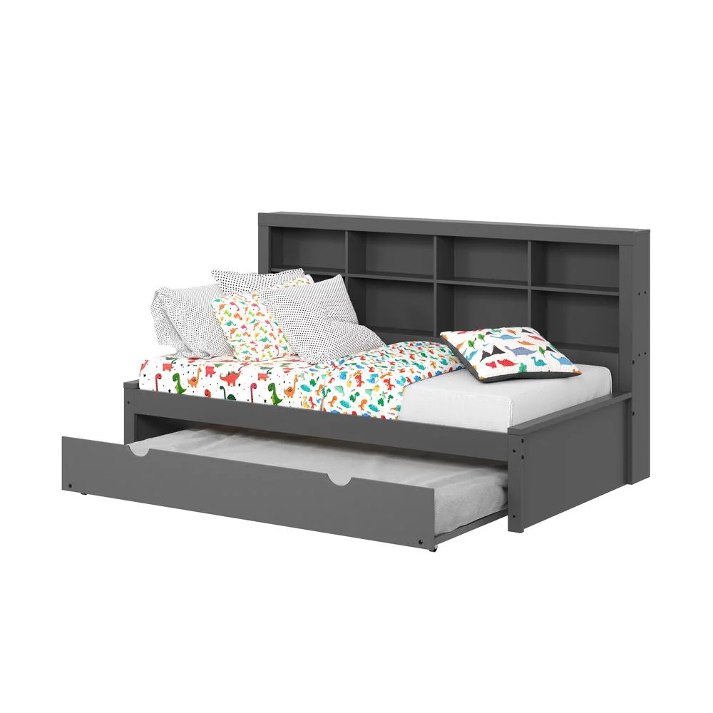 Twin Bookcase Day Bed in Dark Grey
