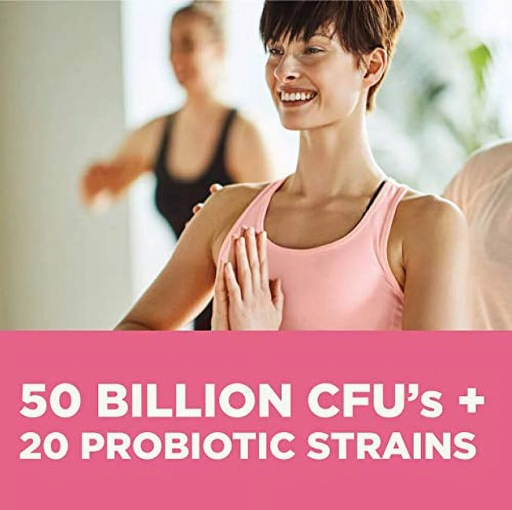 Probiotics for Women with 50 Billion CFU + 20 Strains, Complete Shelf-Stable Womens Probiotic Supplement with Prebiotic and Cranberry to Support Stomach, Digestive System & Vaginal Health, 60 Capsules