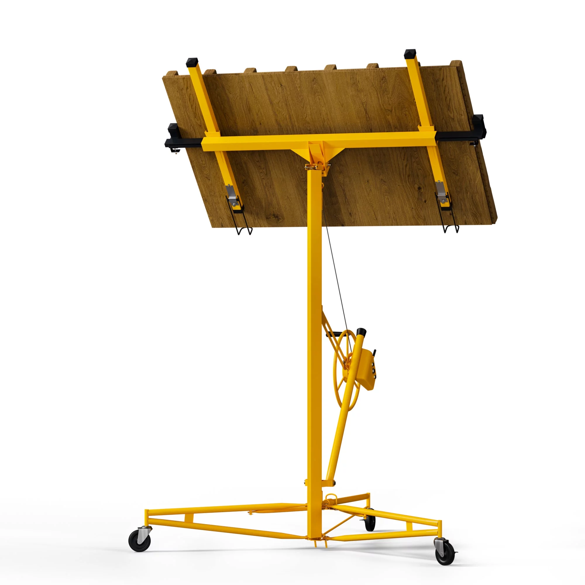 Ufurpie 11FT Drywall Rolling Lifter Panel,Sheetrock Lift, 150lb Weight Capacity Panel Hoist Jack Tool, Steel Material w/Telescopic Arm & 3 Lockable Wheels,Yellow