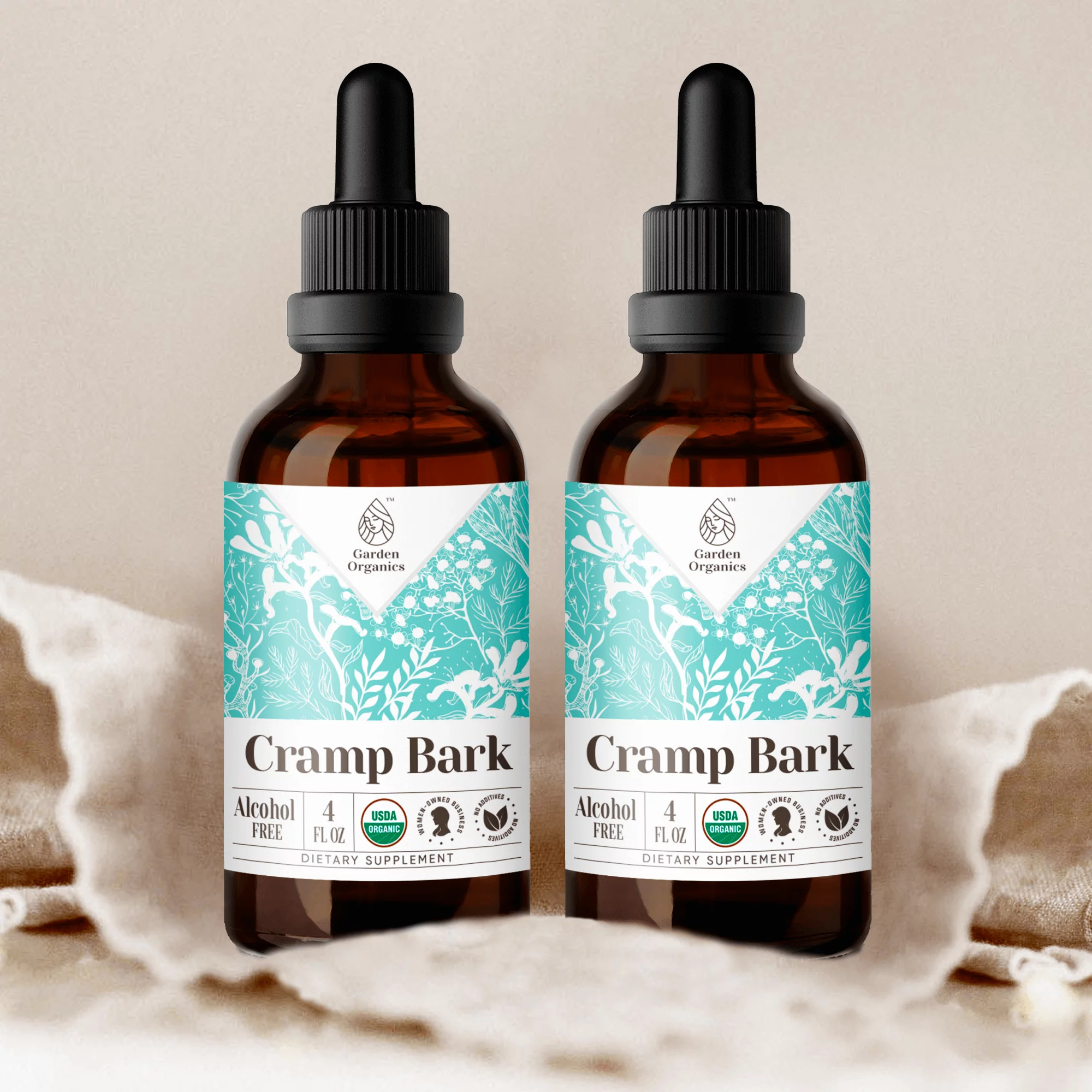 Garden Organics Cramp Bark Tincture Alcohol-FREE Extract, Organic Cramp Bark (Viburnum opulus) Dried Bark 2x4 oz