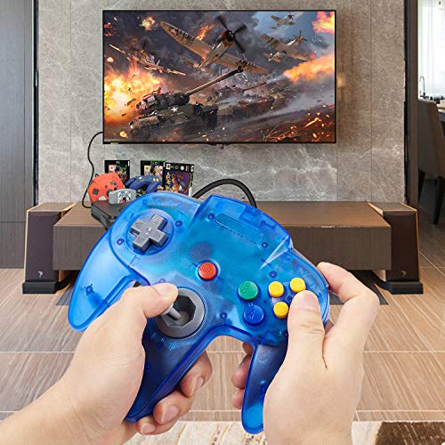2-Pack Wired Classic 64 Controller Bundle with 2 Extension Cords [1.8m/6ft ] Compatible with N64 Video Game Console (Clear Orange and Green)