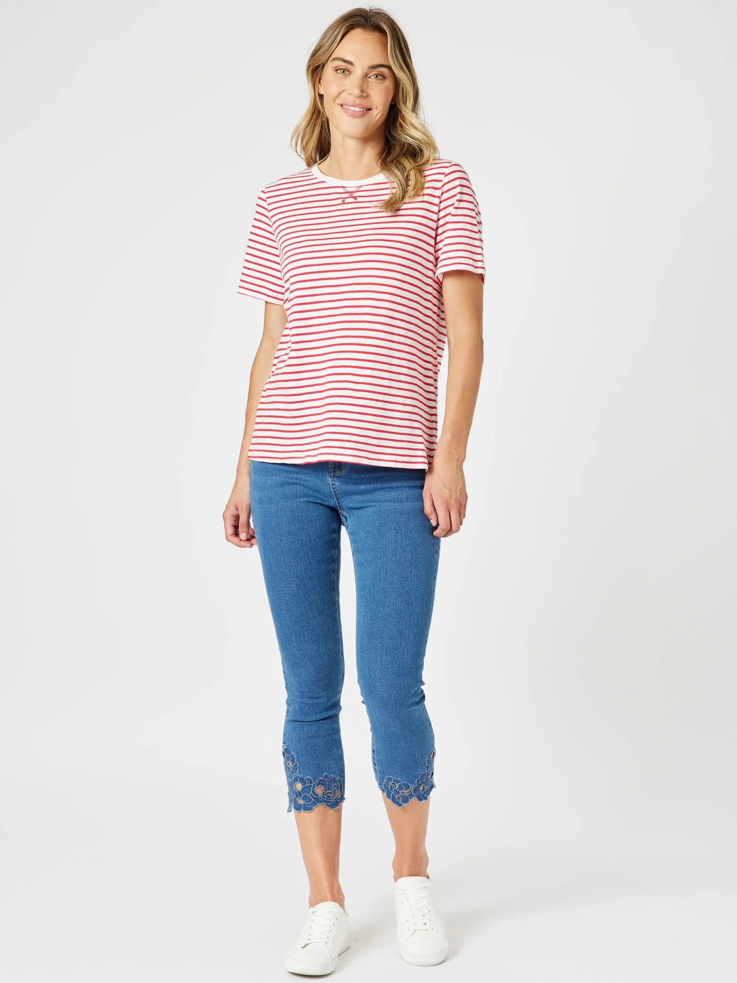 Isla Embroidered Straight Leg Jean - Denim