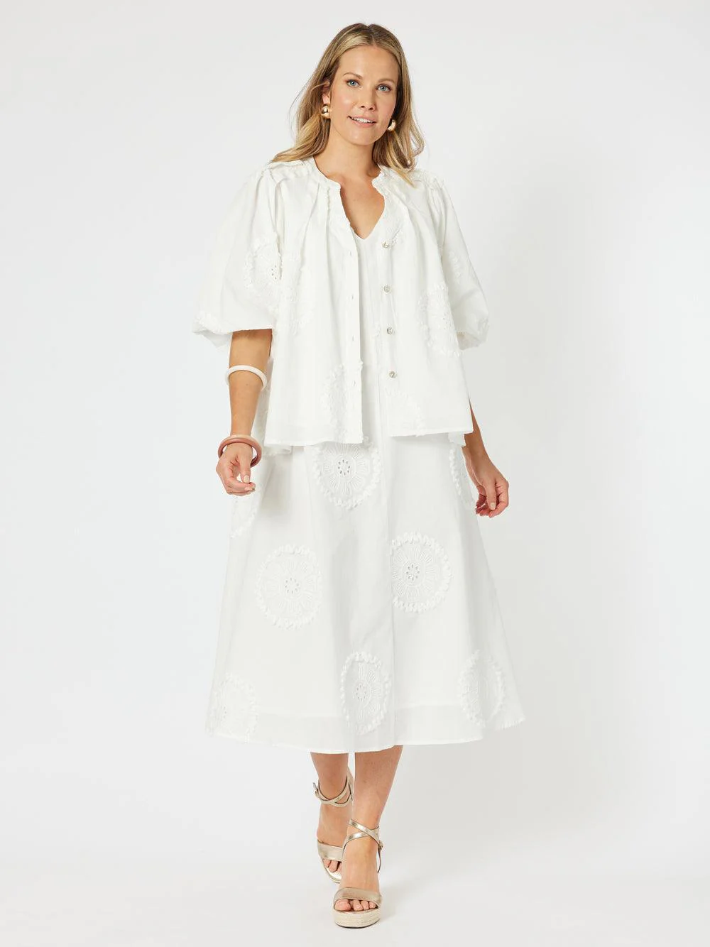 Emanuella Embroidered Jacket - White