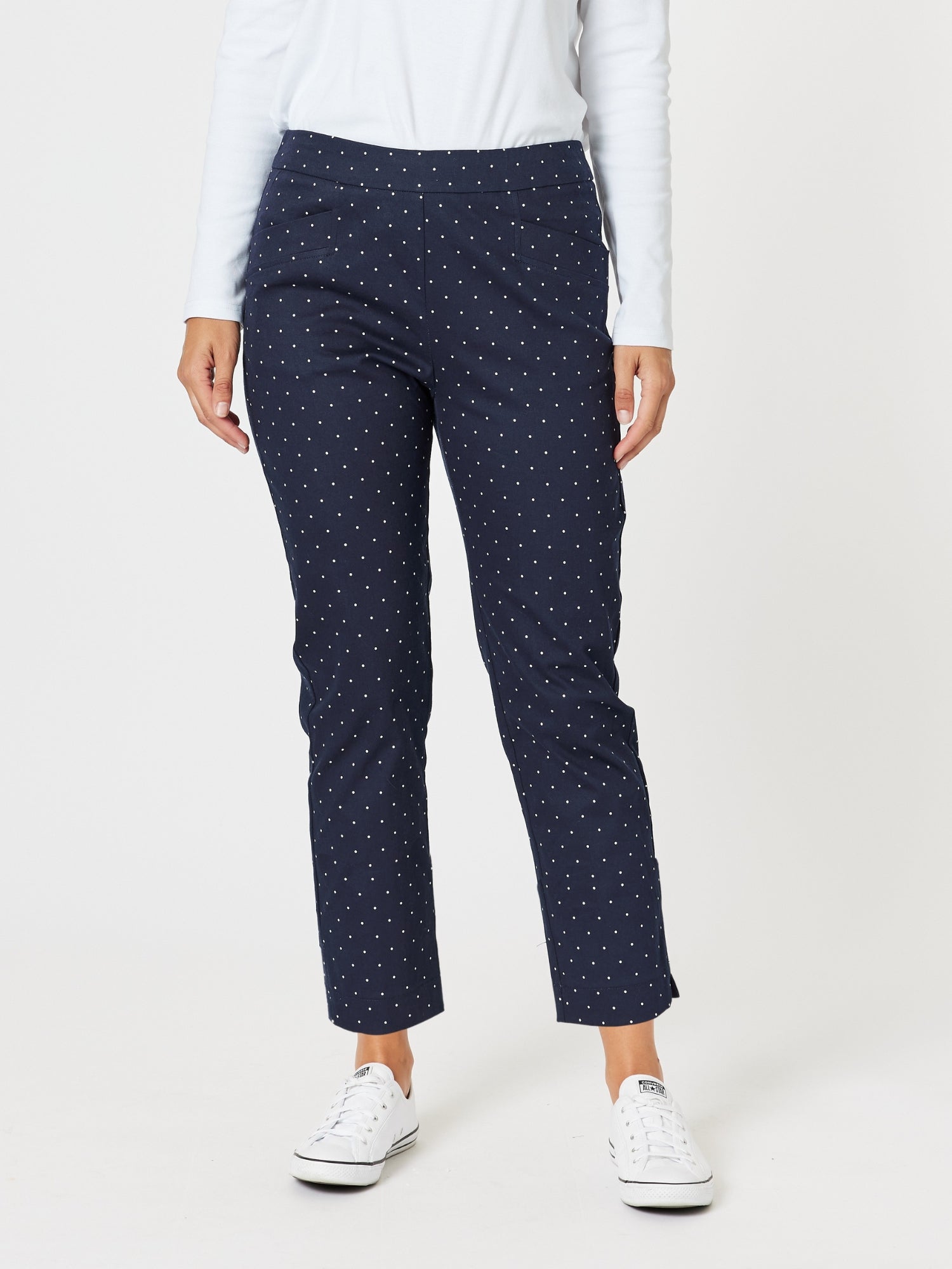Spot Print Slim Leg Pant - Navy/White