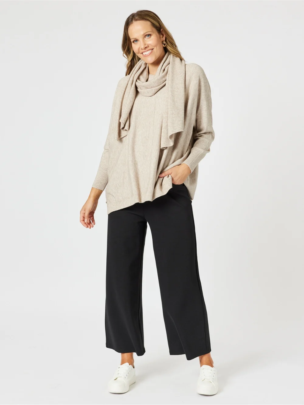 Remy Knit With Scarf - Natural