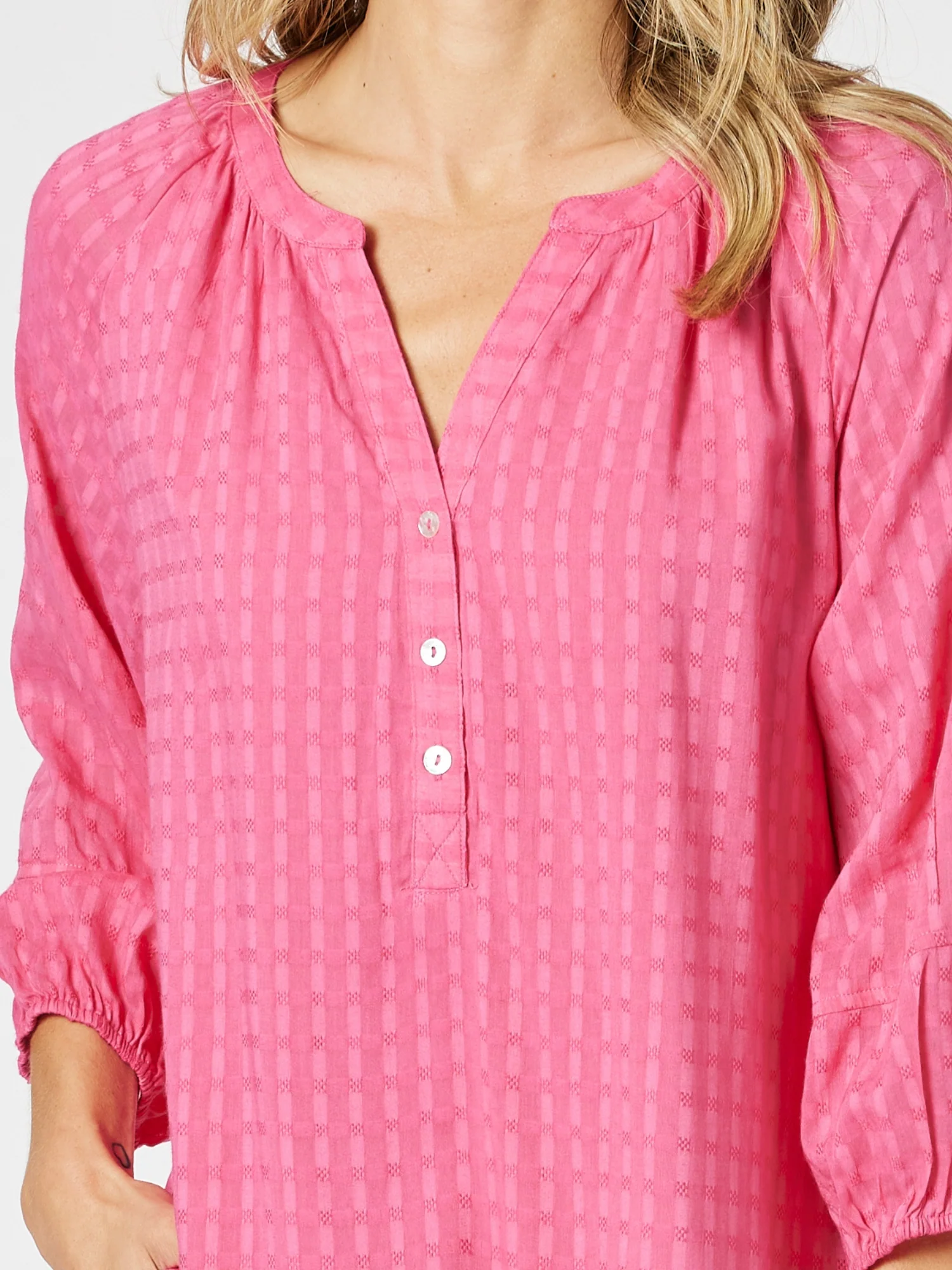 Mykonos Check Dress - Peony