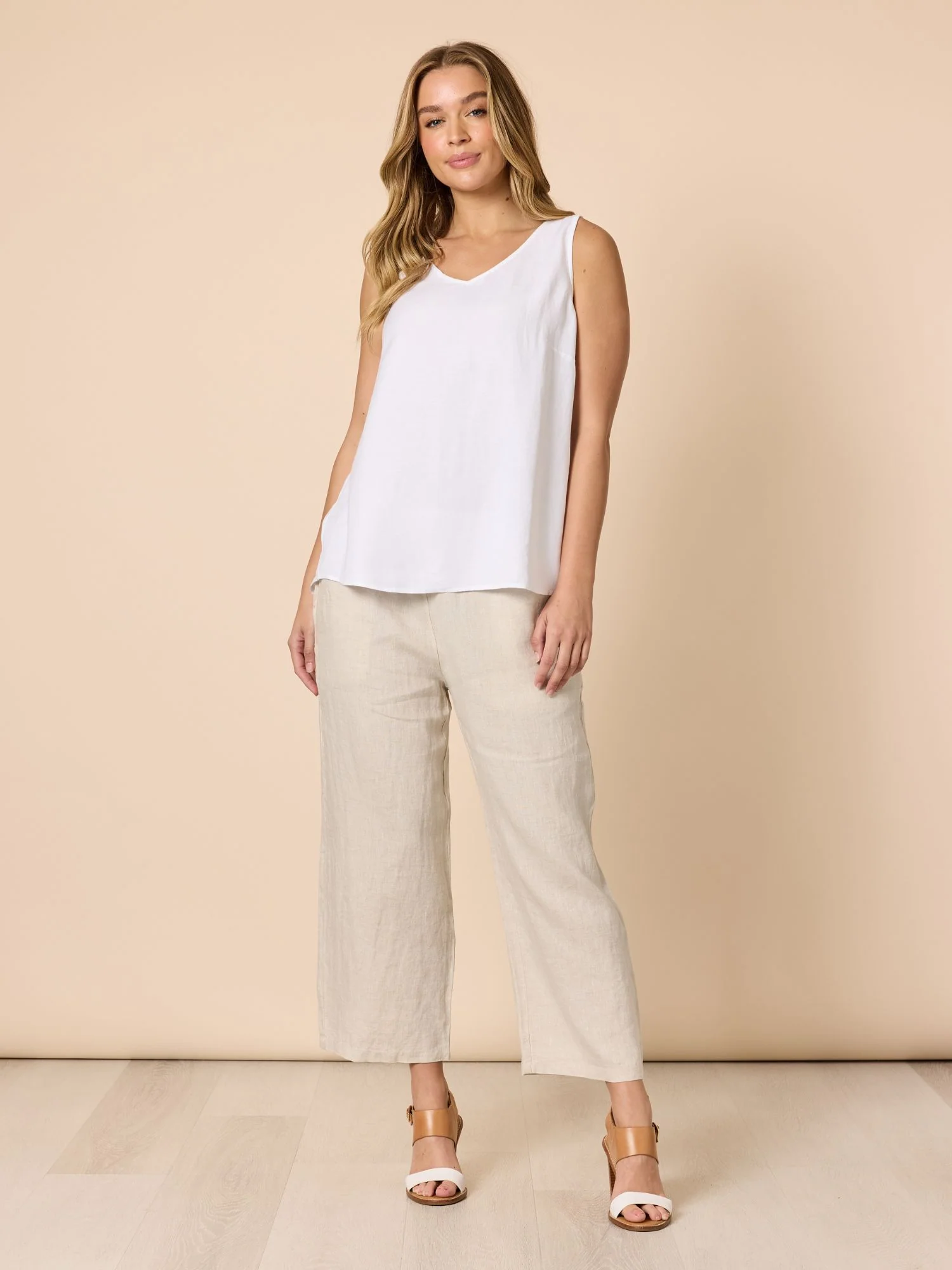 Lino Wide Leg Pant - Natural