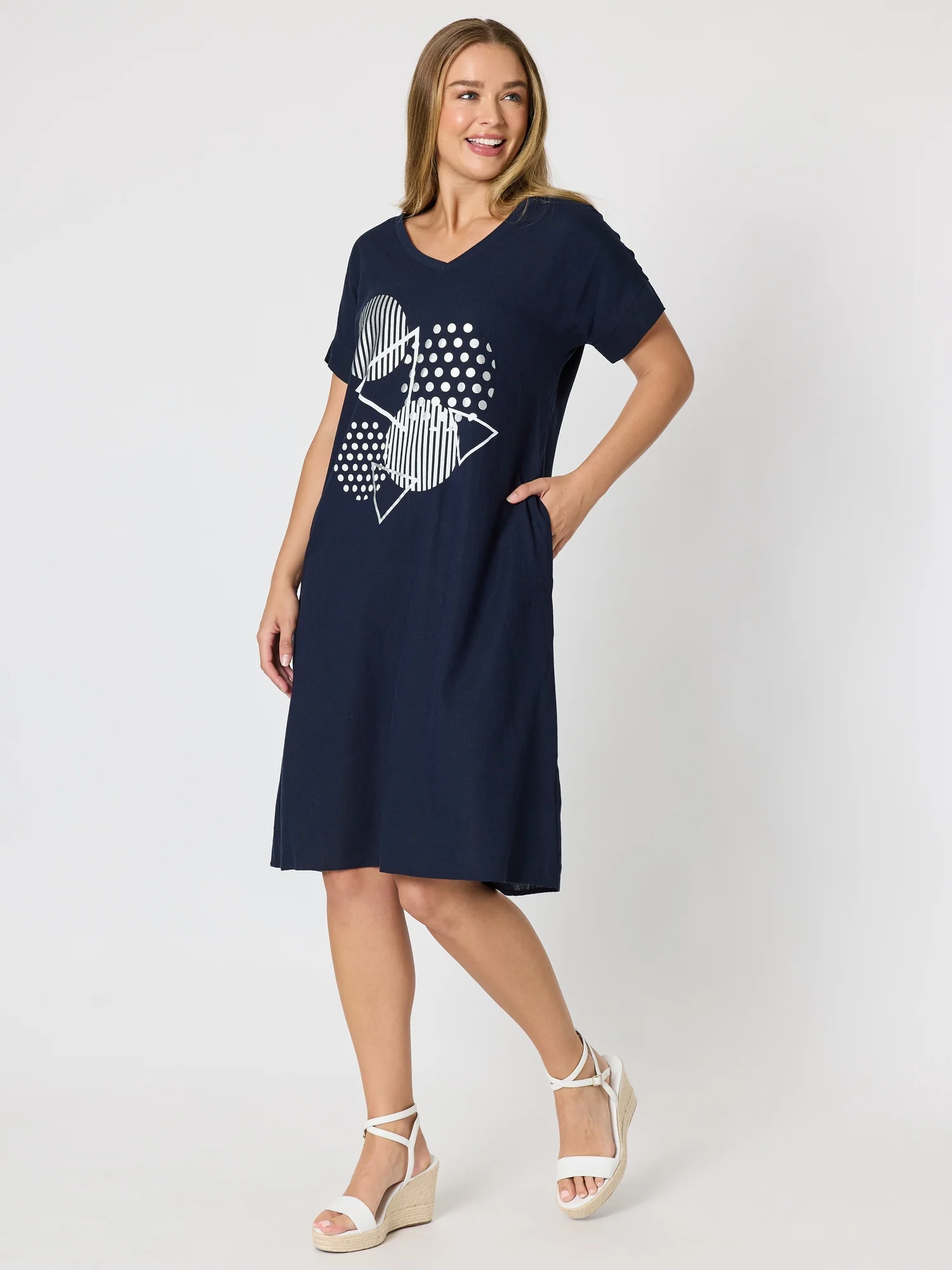 Circle on Circle Dress - Navy