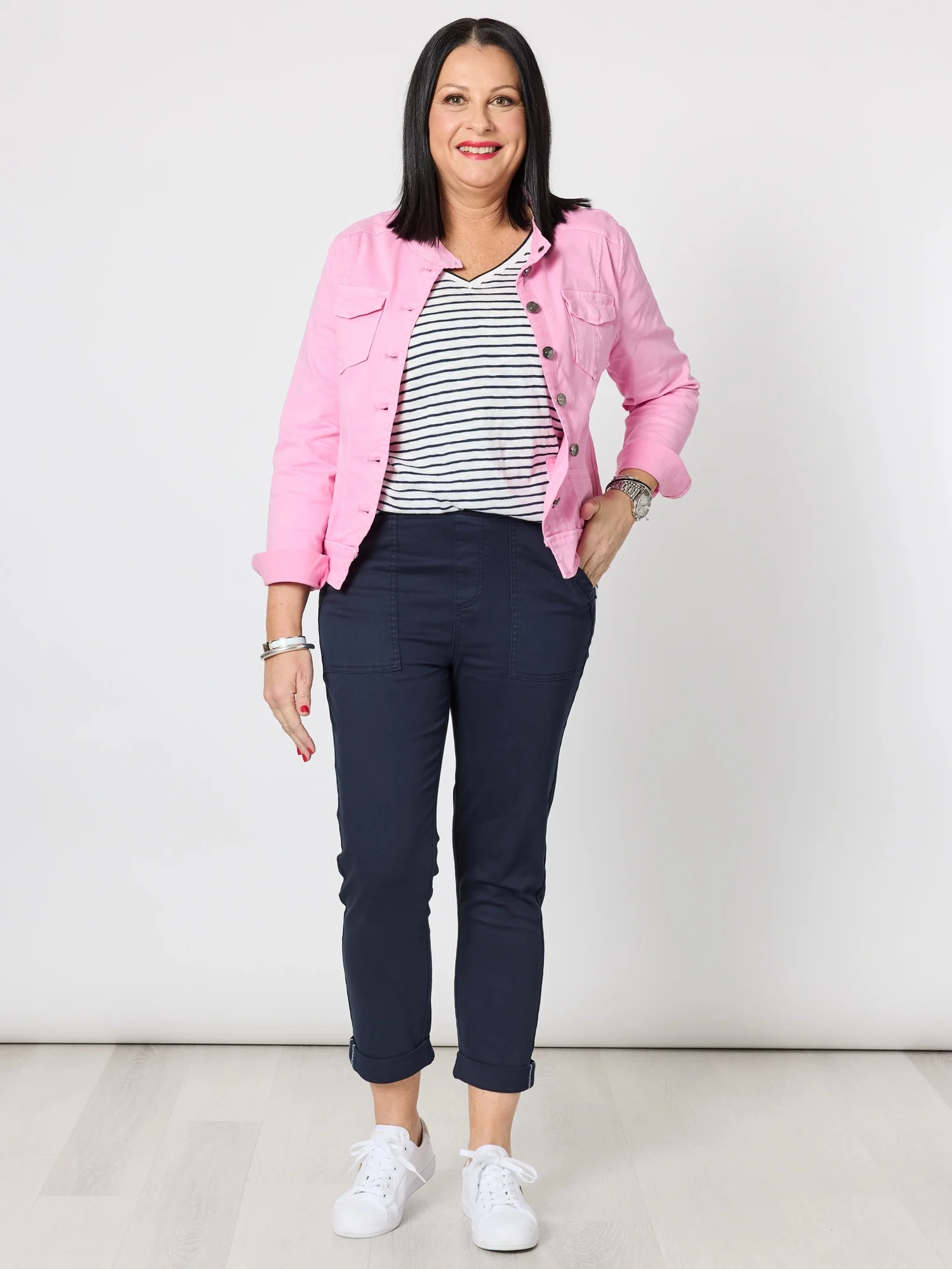 Tonic Stripe Print Tee - Navy/White