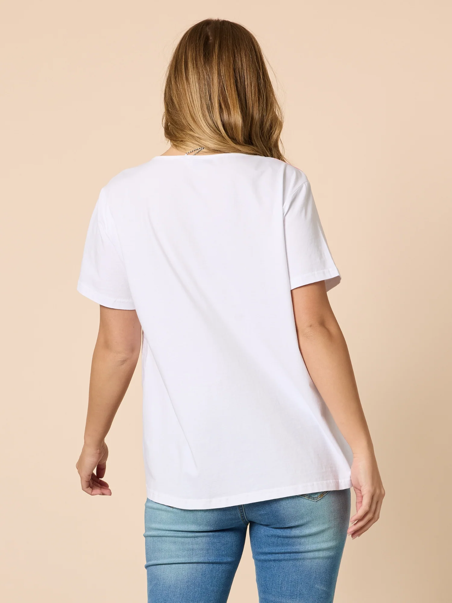 Geometric Print Top - White/Pink