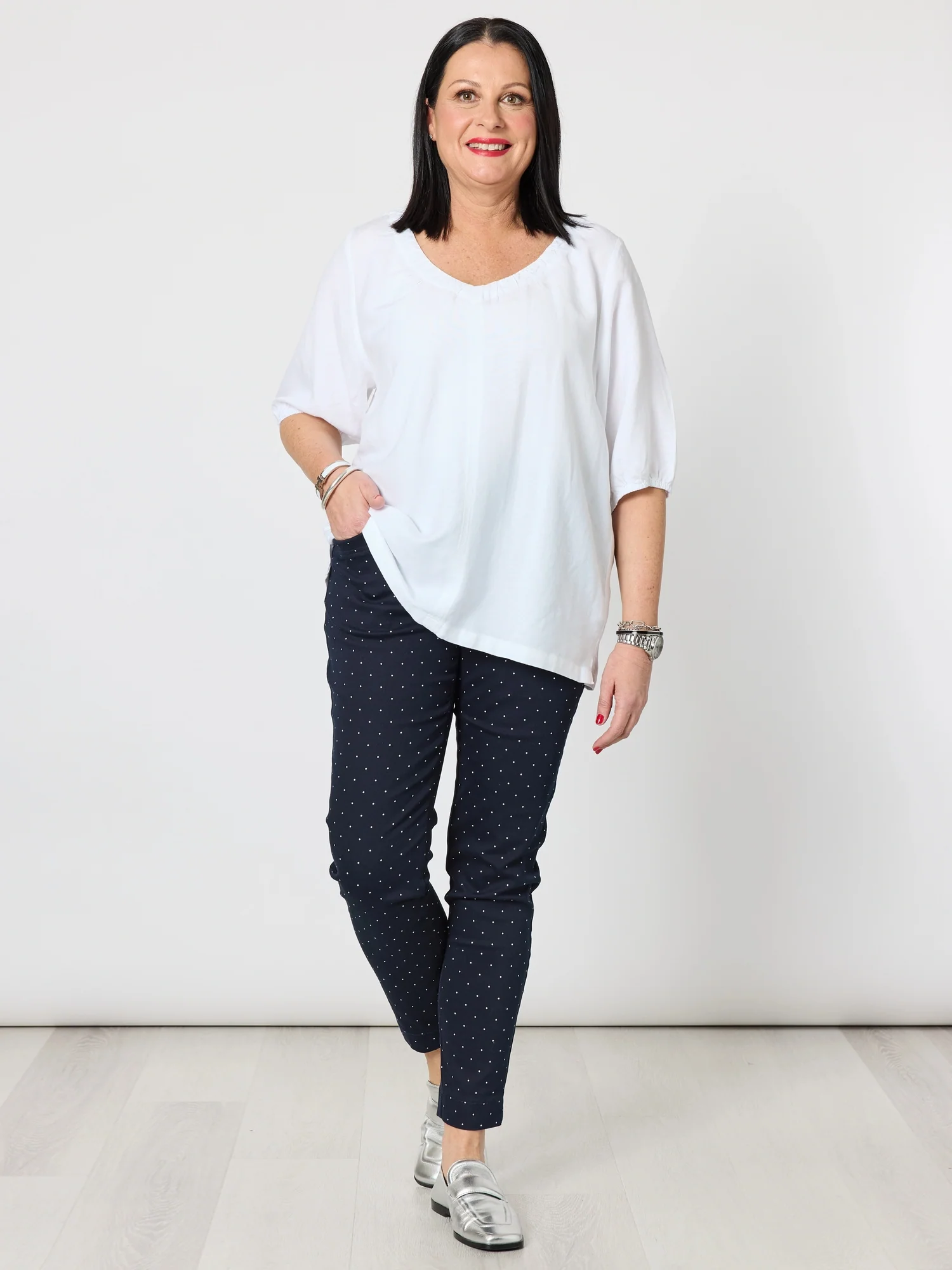 Lino V Neck Top - White