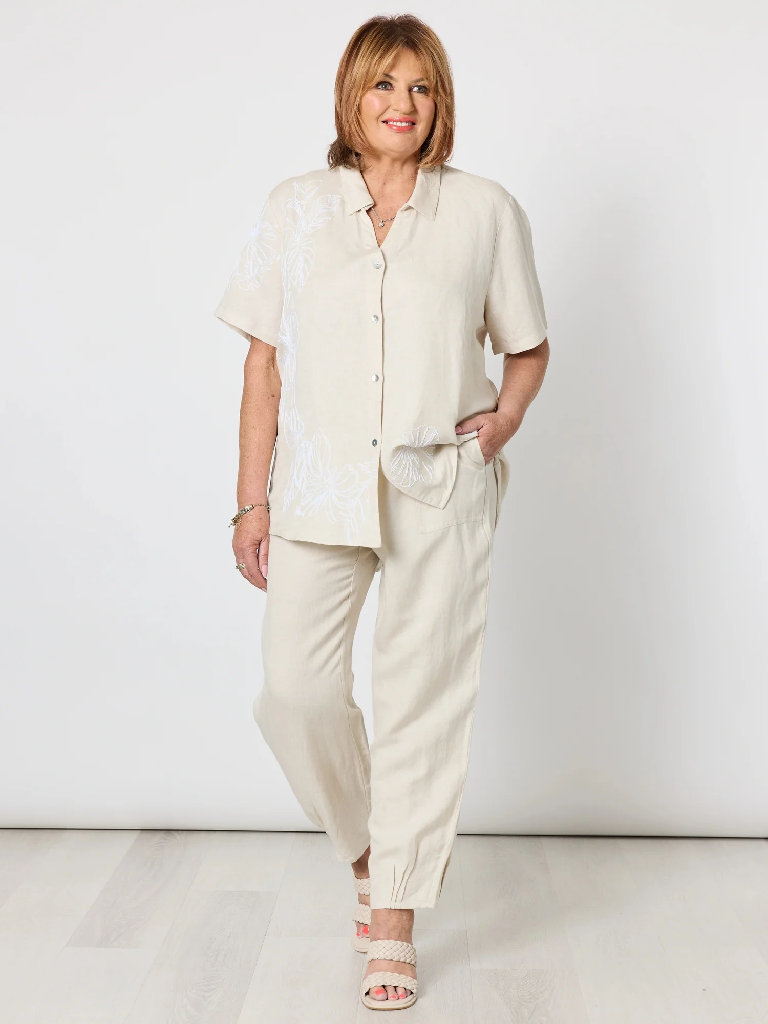 Lino Tapered Pant - Natural