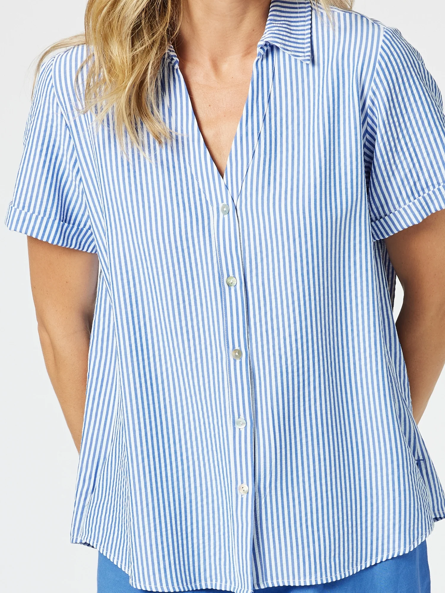 Piper Stripe Print Shirt - Blue/White