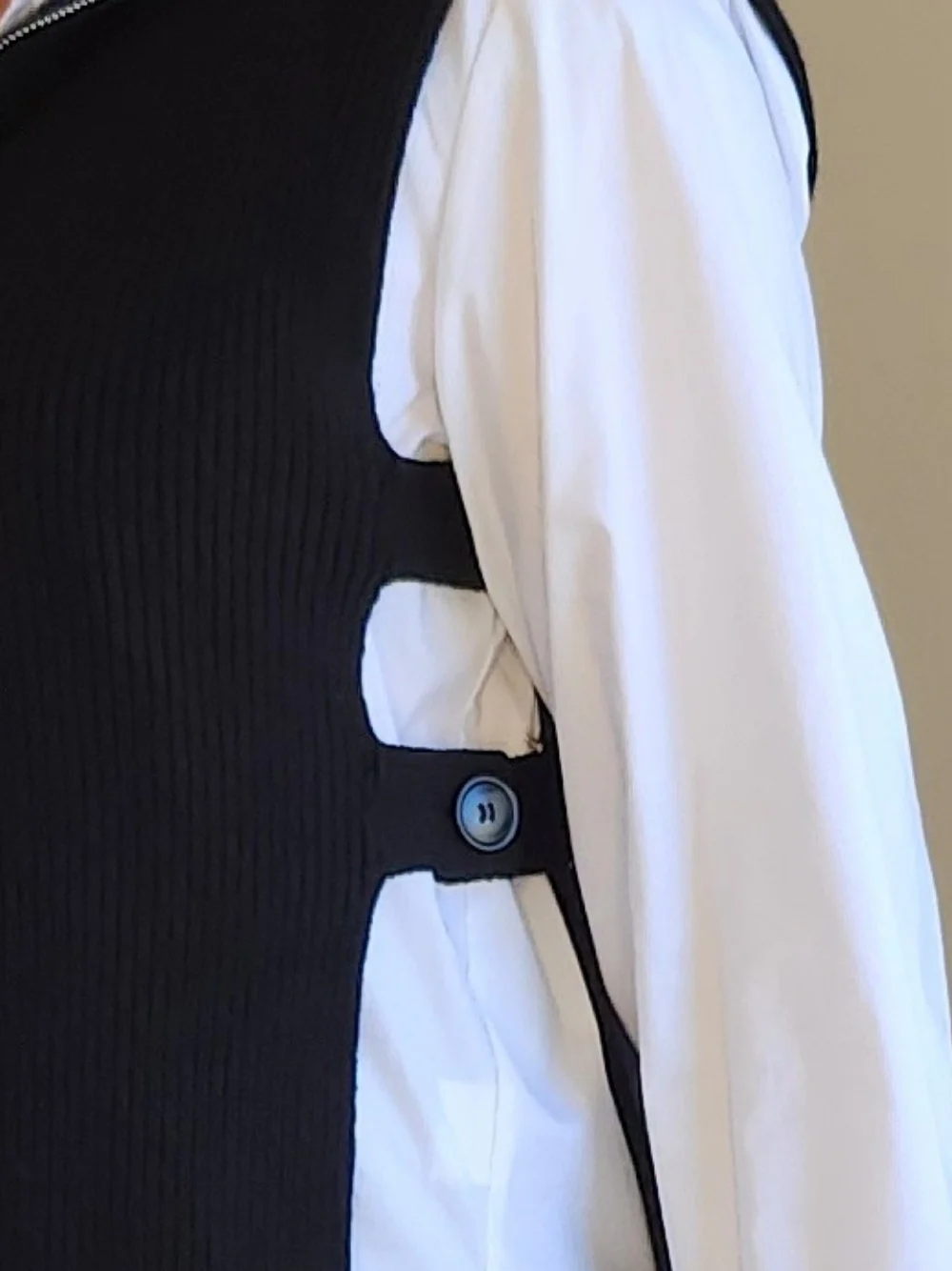 Tribeca Side Button Knit Vest - Black