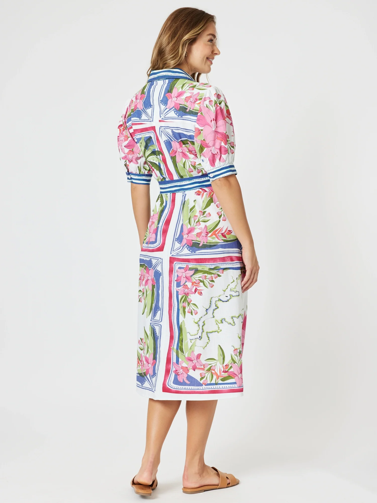 Monaco Floral Print Shirt Dress - Sardinia Blue Multi