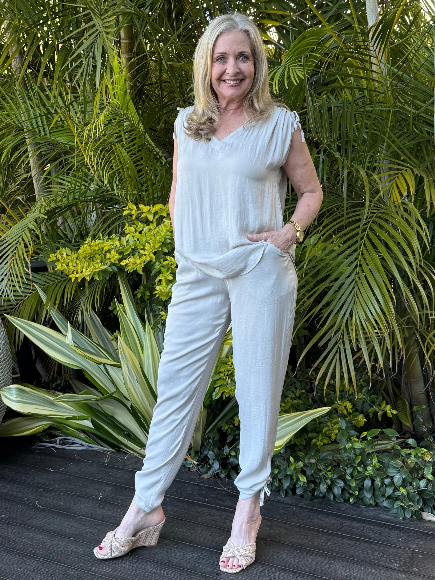 Luxe Ruche Tie Pant  - Champagne