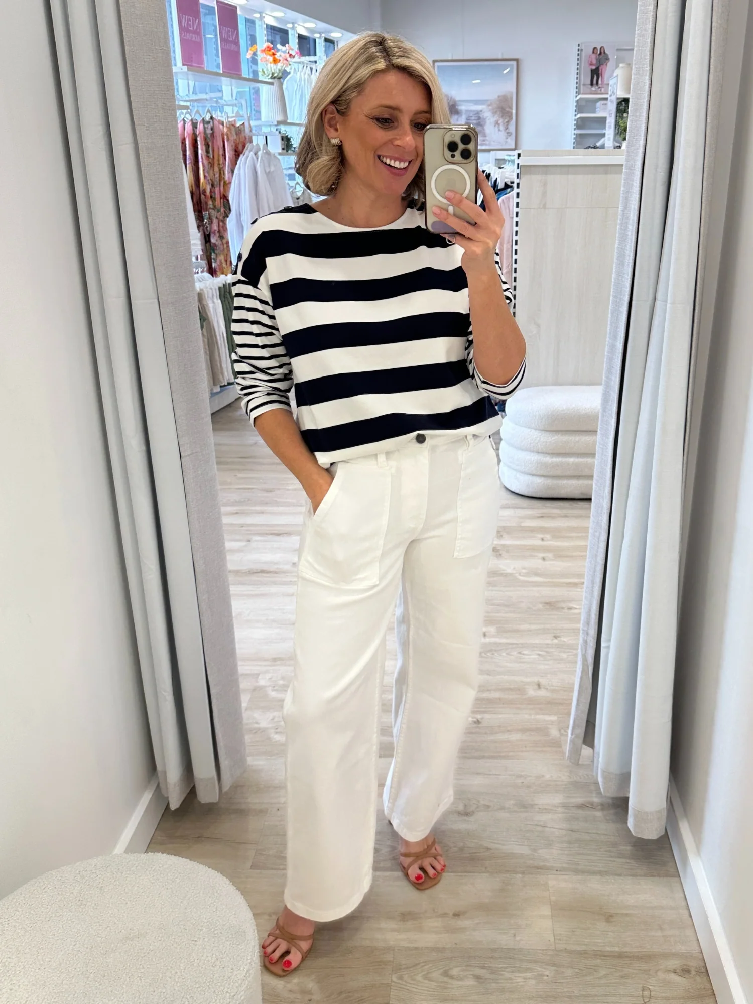 Mixed Stripe Top - Navy/White