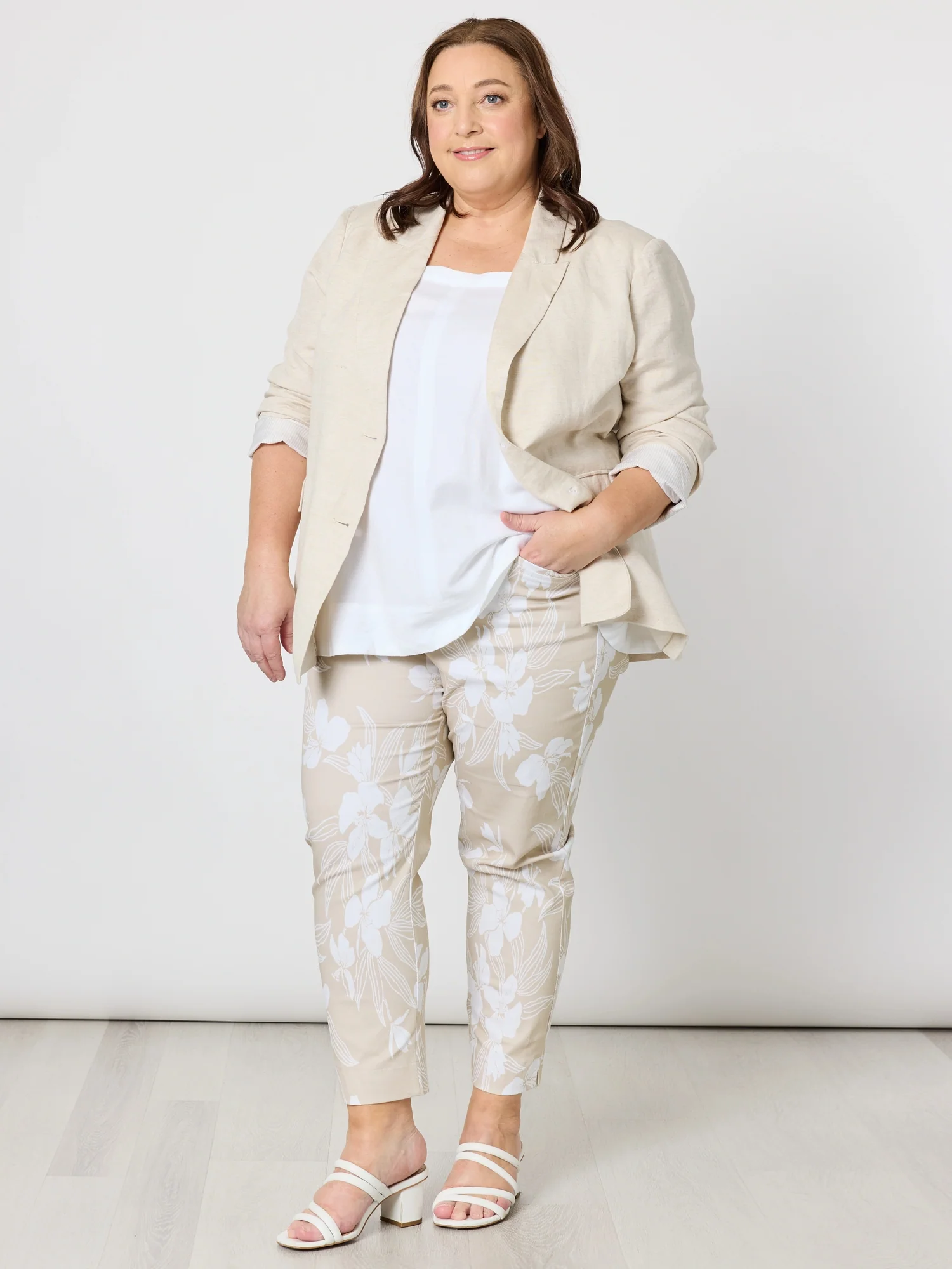 Morro Bay Floral Print Pant - Natural/White