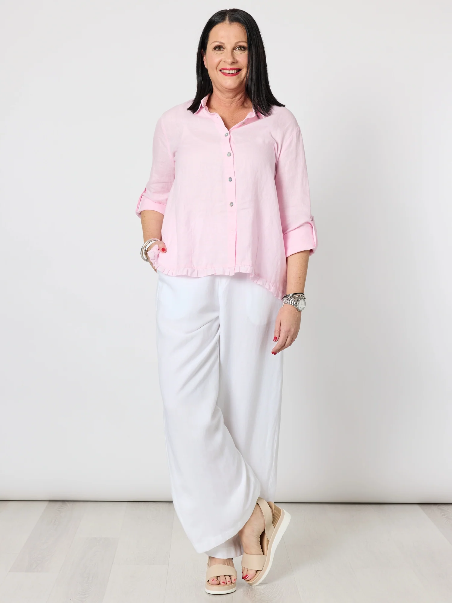 Lino Wide Leg Pant - White