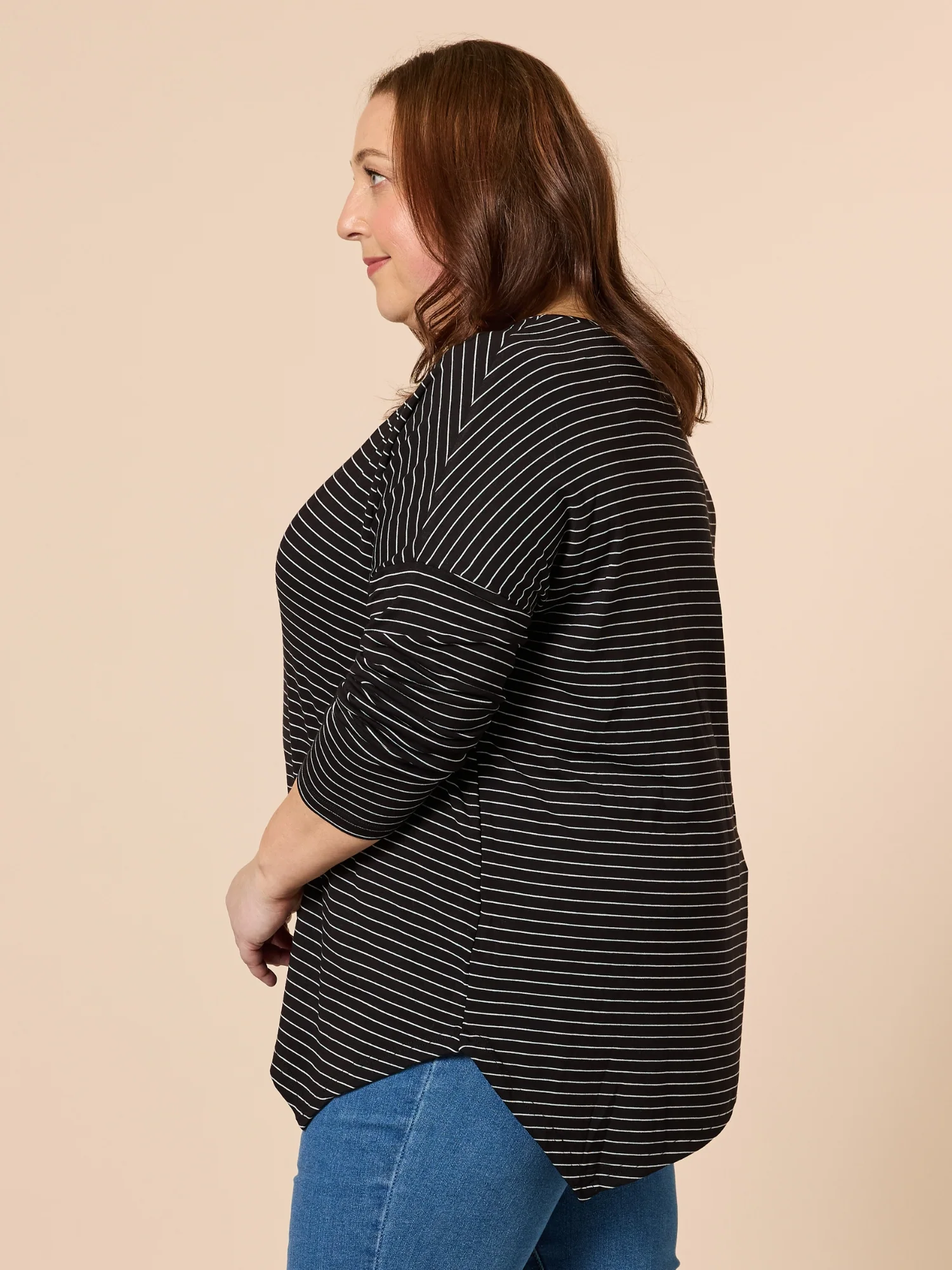 Artist Stripe Print Long Sleeve Top - Black/White