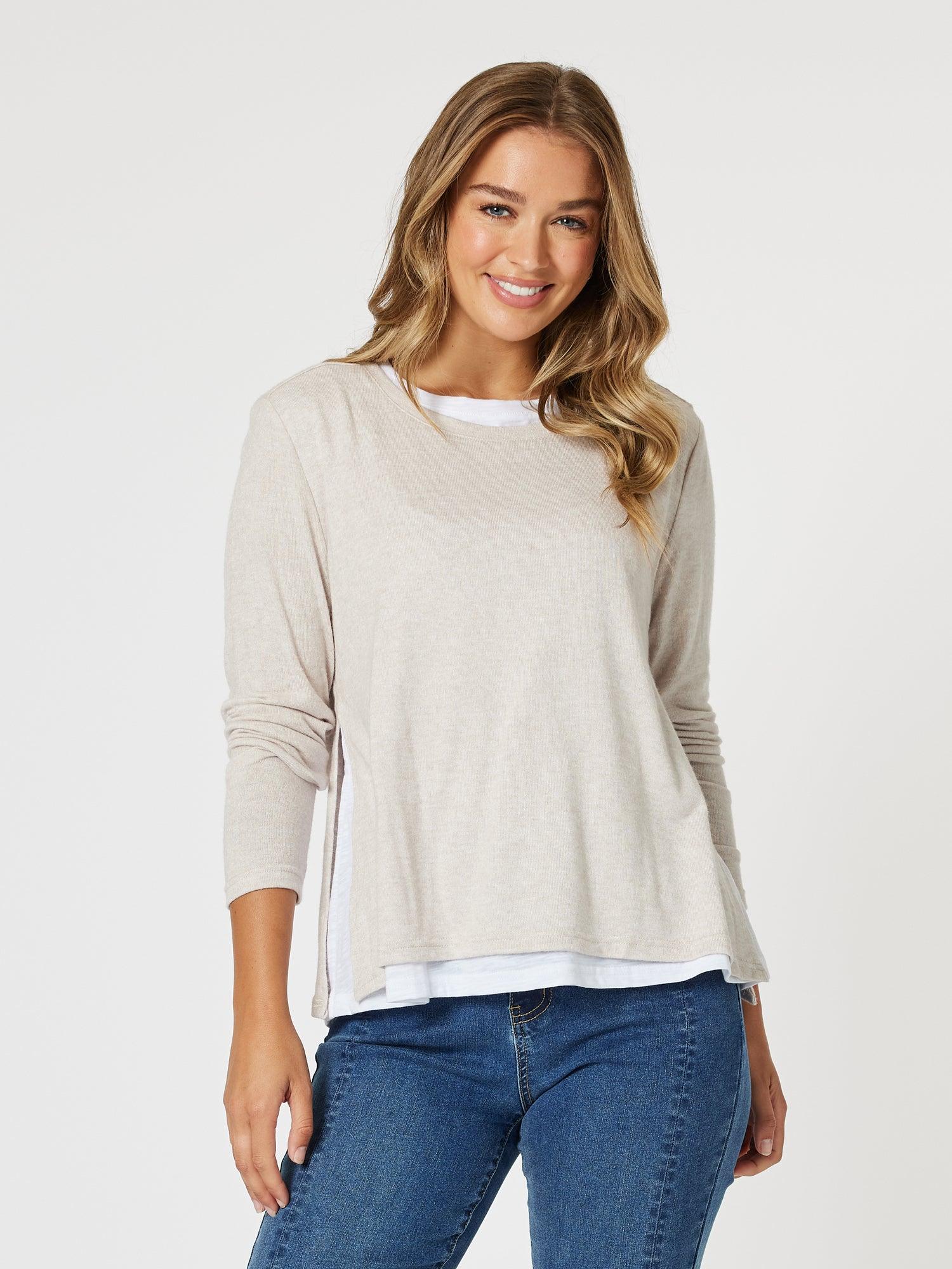 Alice 2 in 1 Knit Top - Stone