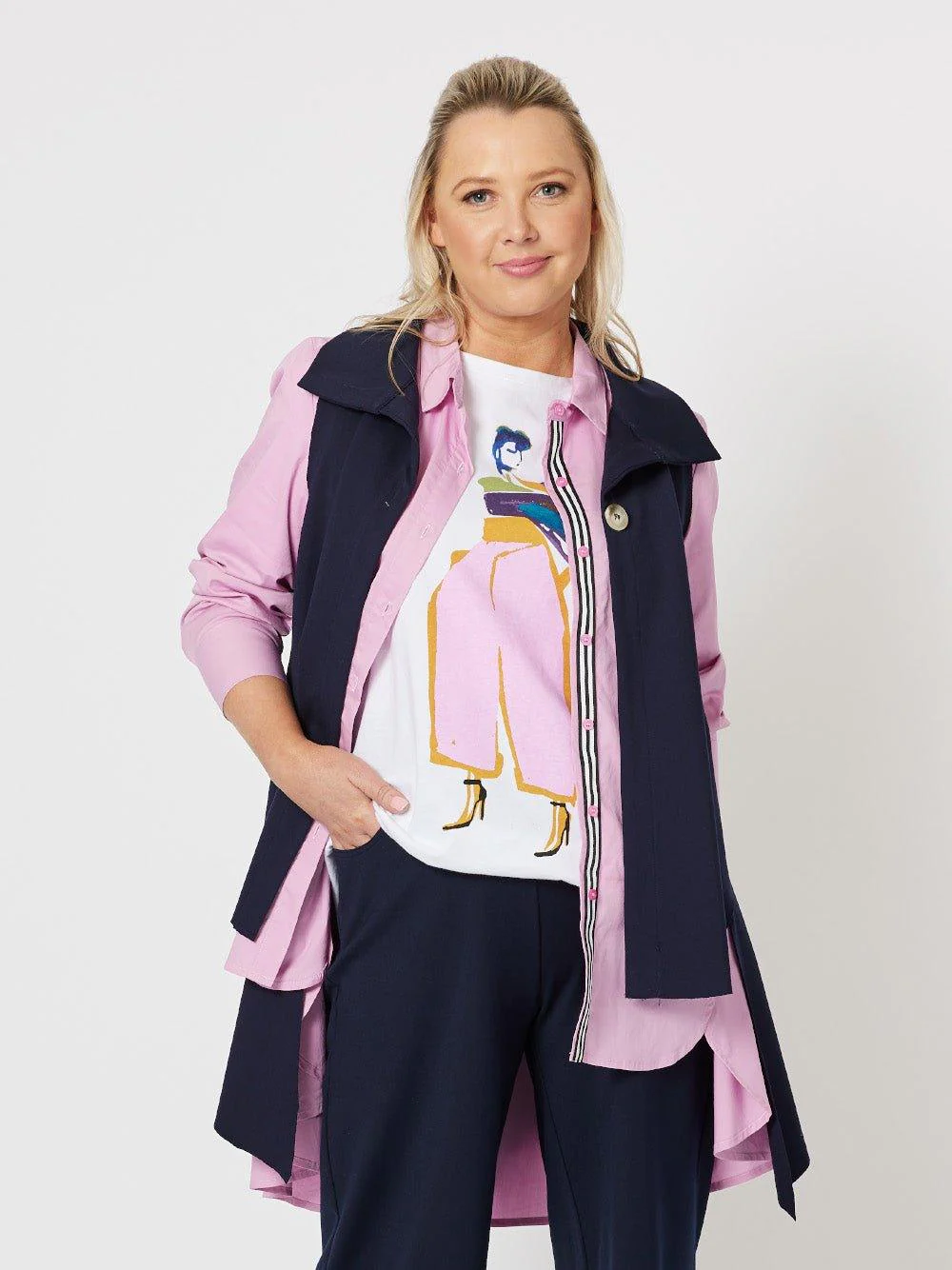 Kimmy Ponte Vest - Navy