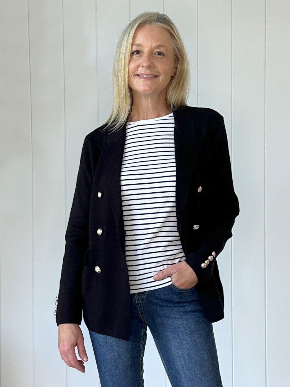 Lucy Knit Blazer Jacket - Black