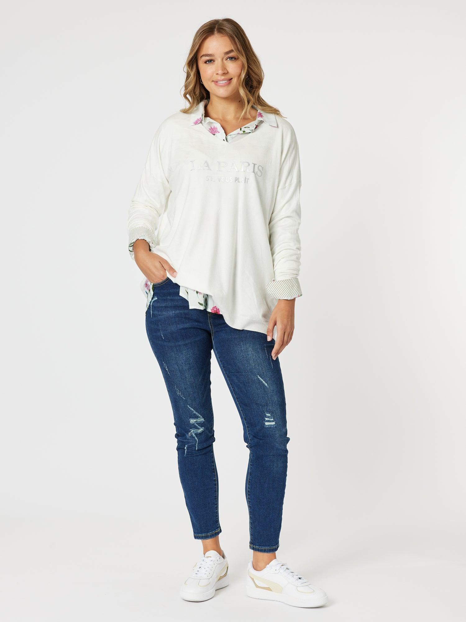 La Paris Knit Top - White