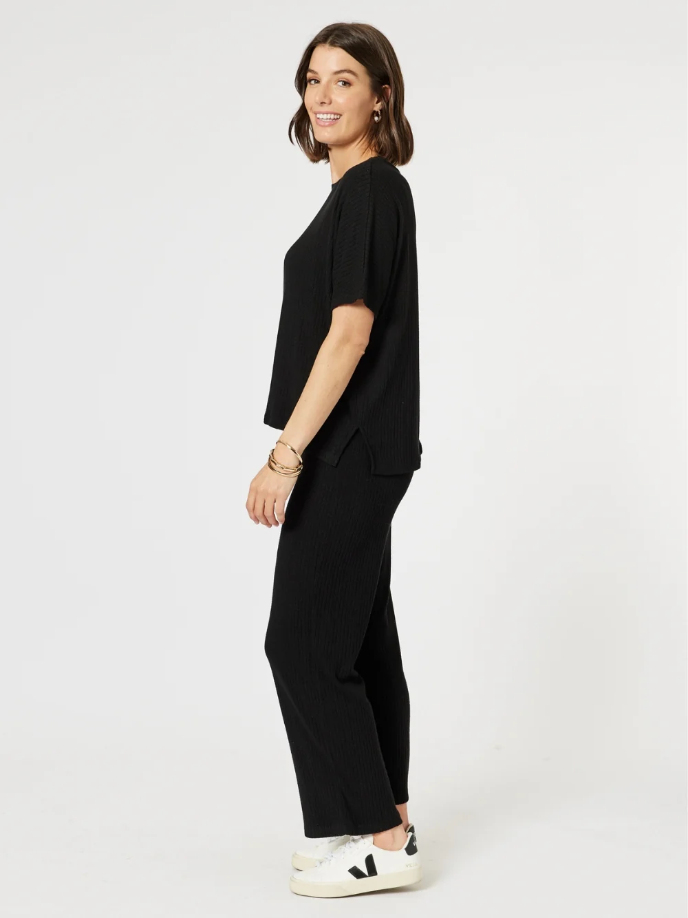 Ribbed Lounge Top - Black