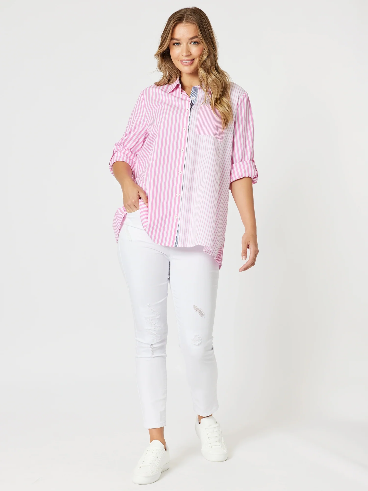 Skyler Stripe Shirt - Pink White