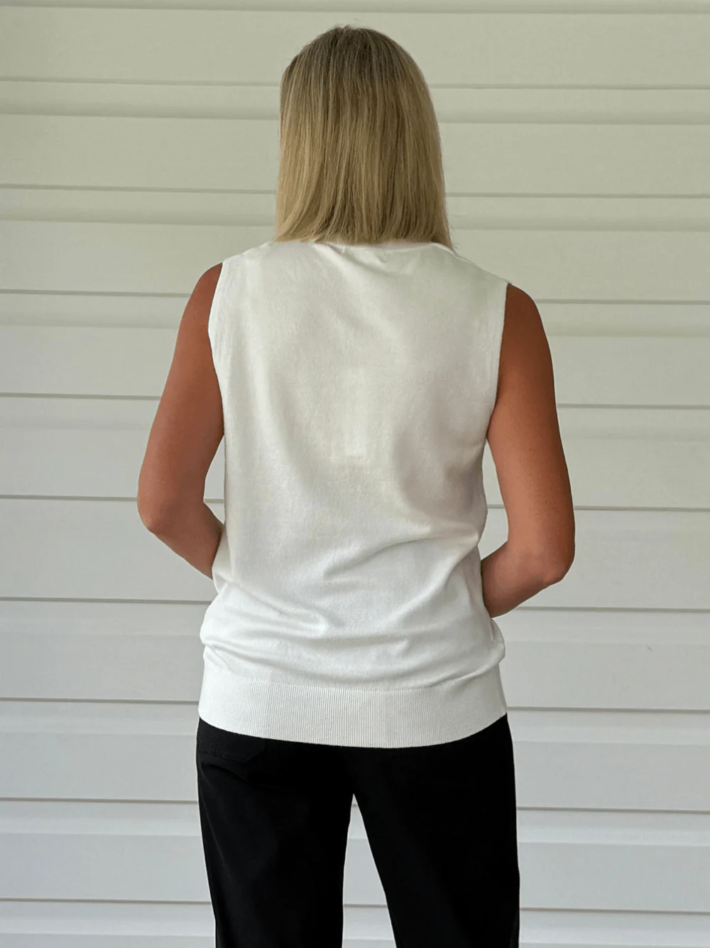 Shelly Sleeveless Knit Top - White