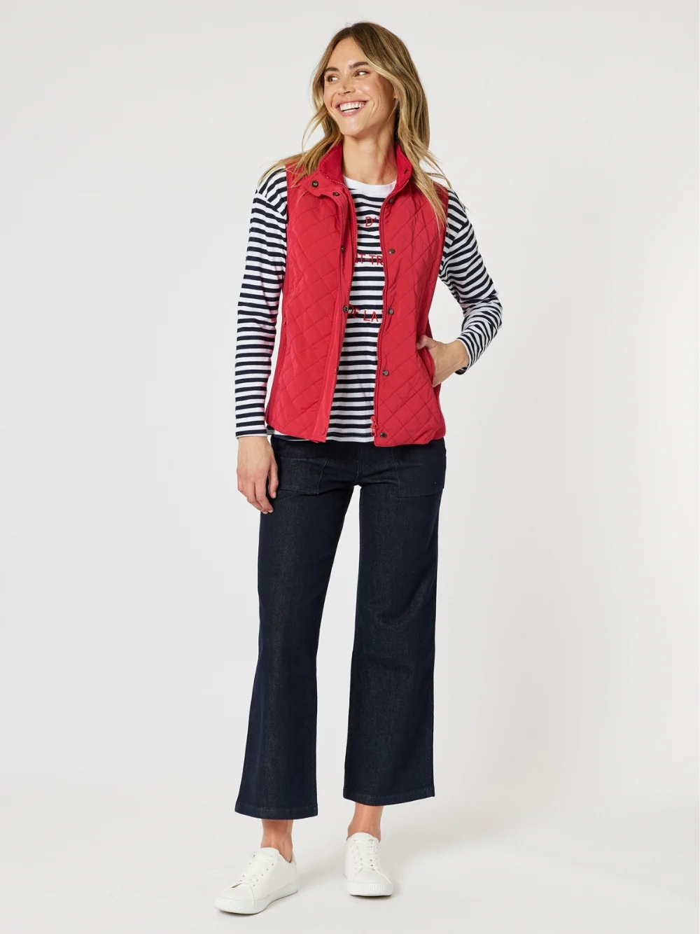 Saint Tropez Stripe Print Long Sleeve Tee - Navy/White