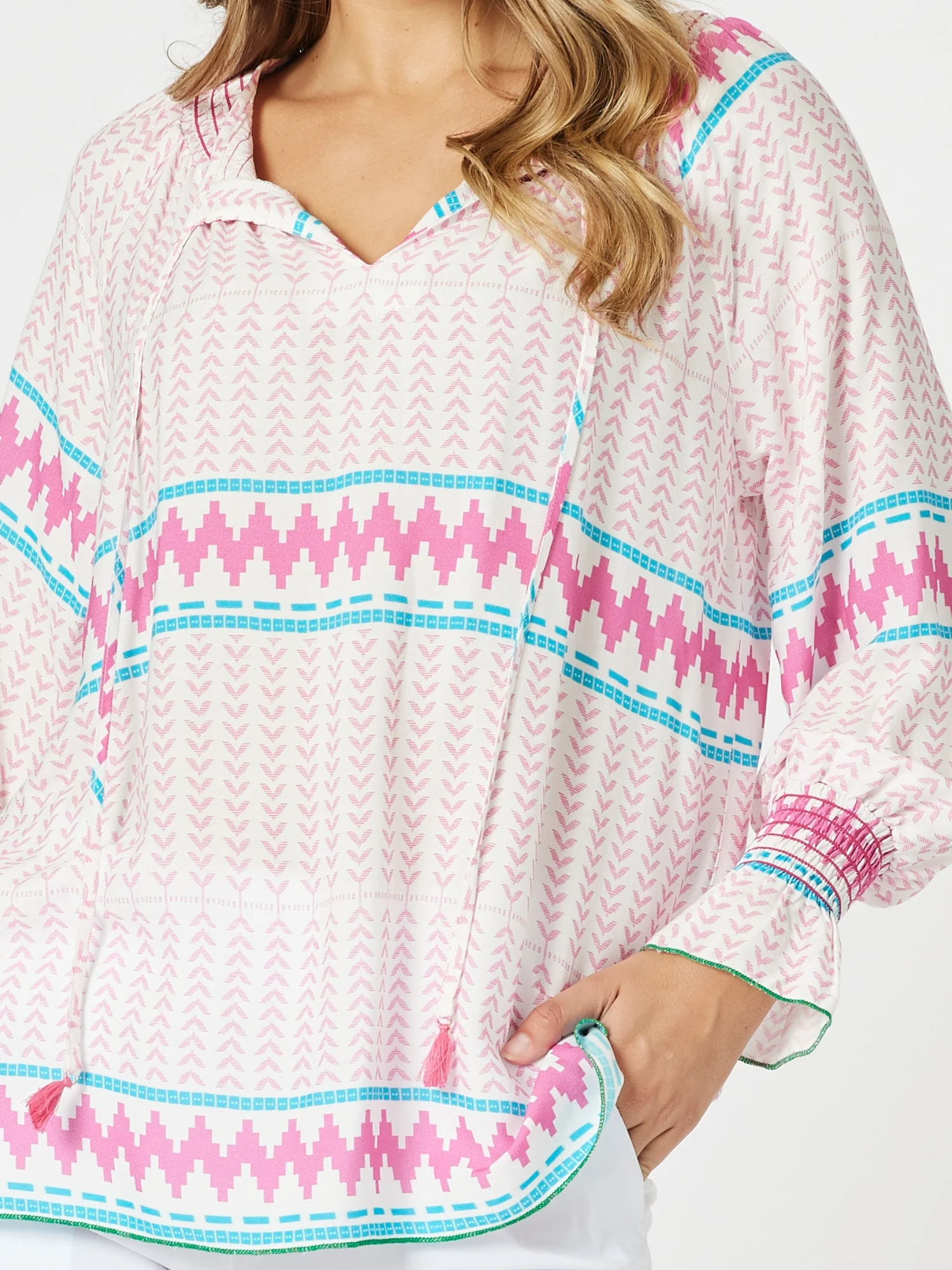 Geo Print Top - Pink/Multi