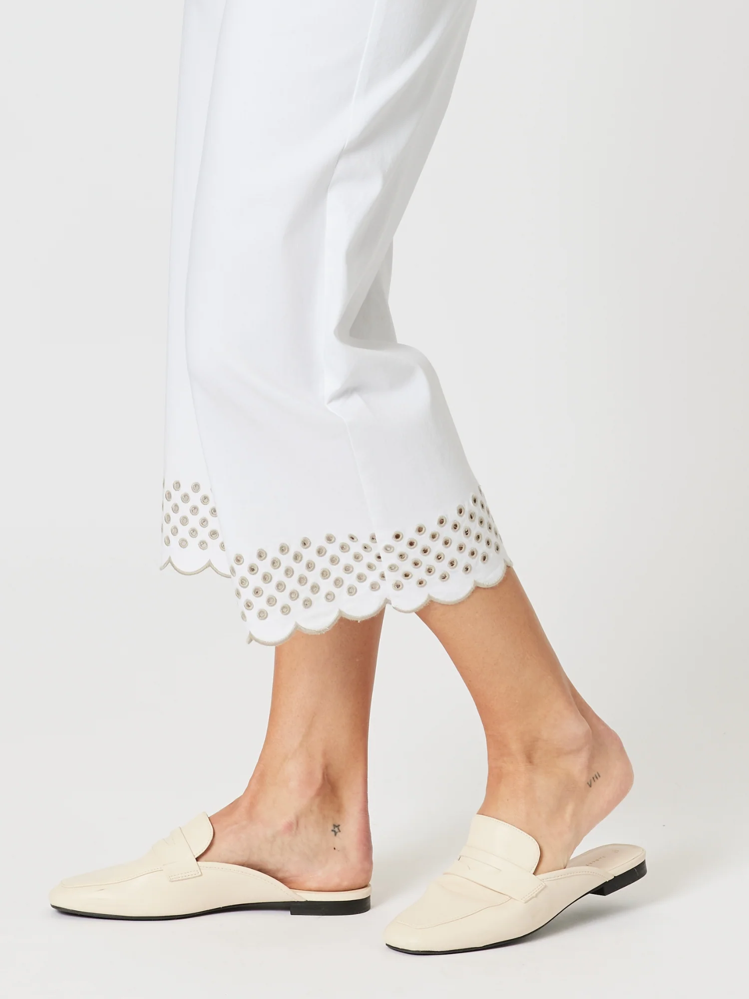 Scallop Hem Pant - White/Natural