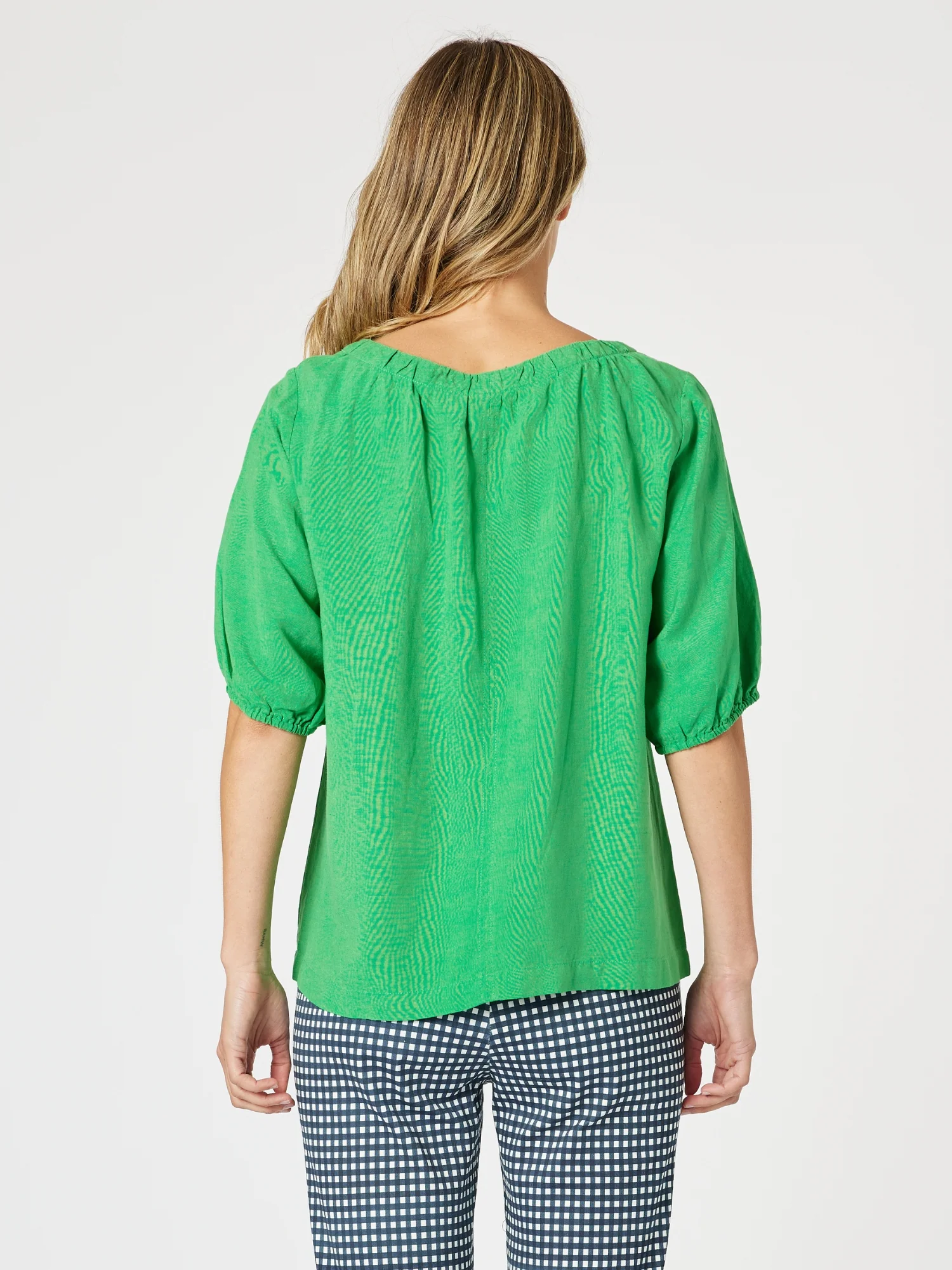 Lino V Neck Top - Elm