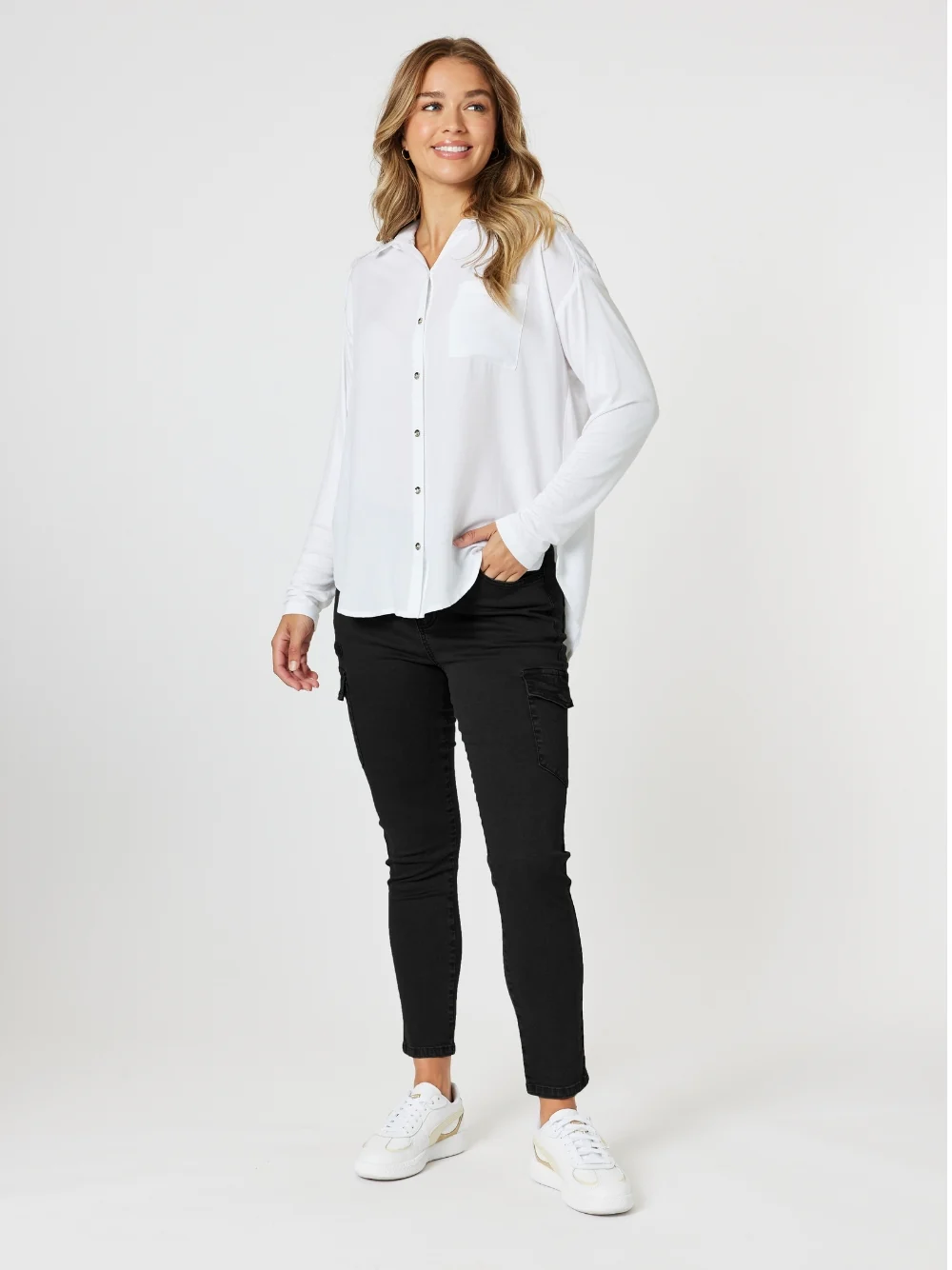 Paige Cargo Slim Leg Jean - Black
