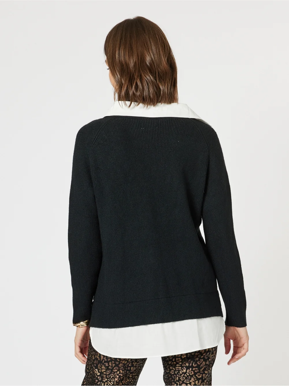 Deux V Neck Knit - Black