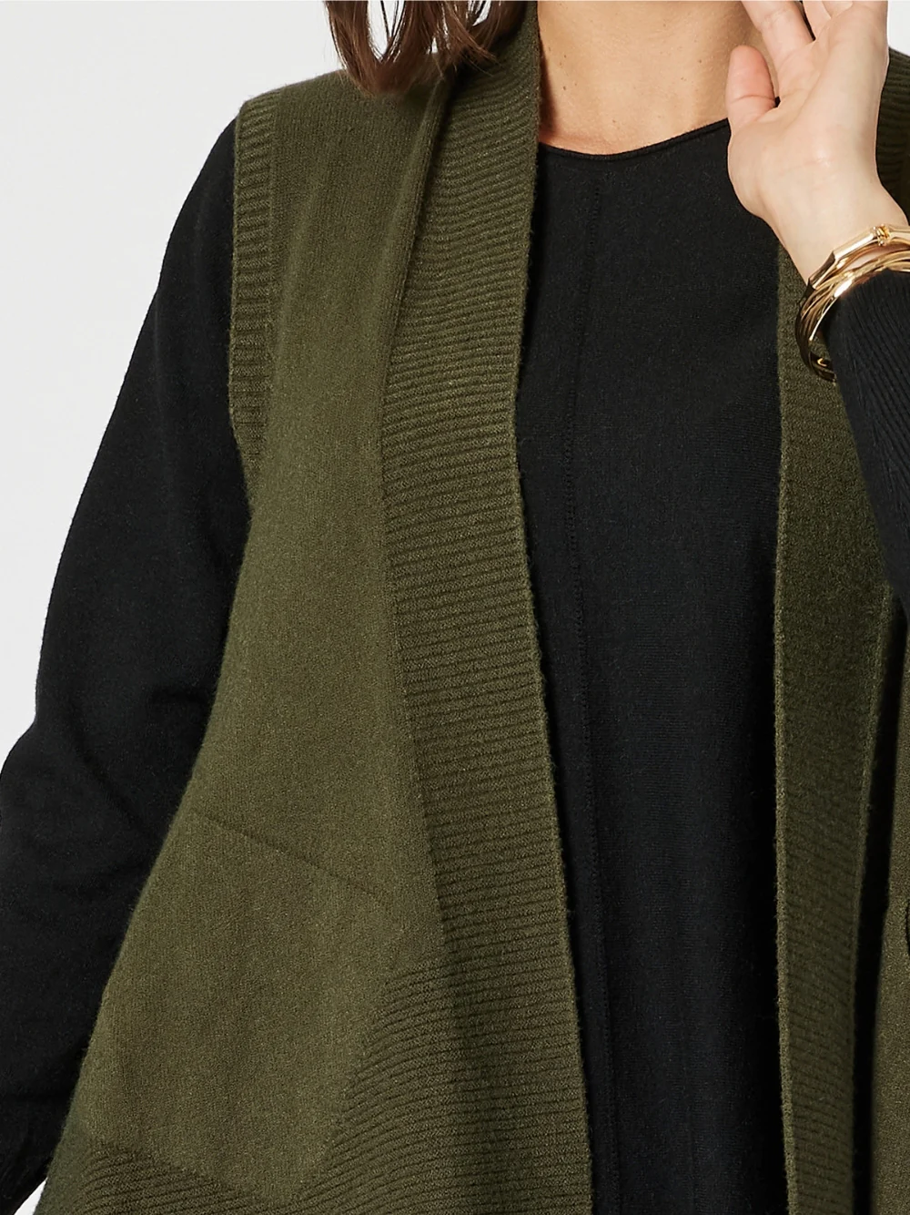 Casa Longline Knit Vest - Khaki