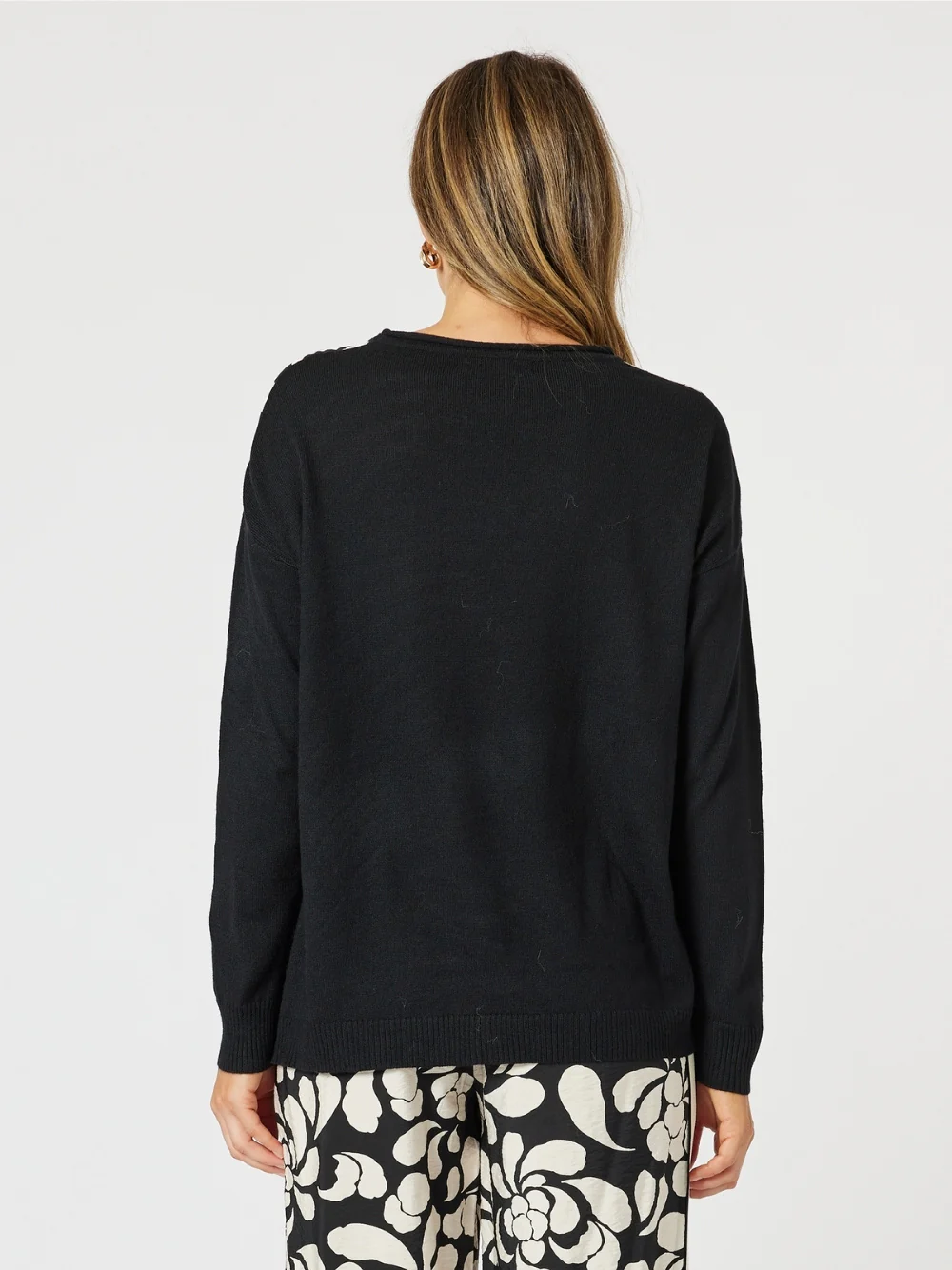 Casablanca Floral Print Knit - Black/Chalk