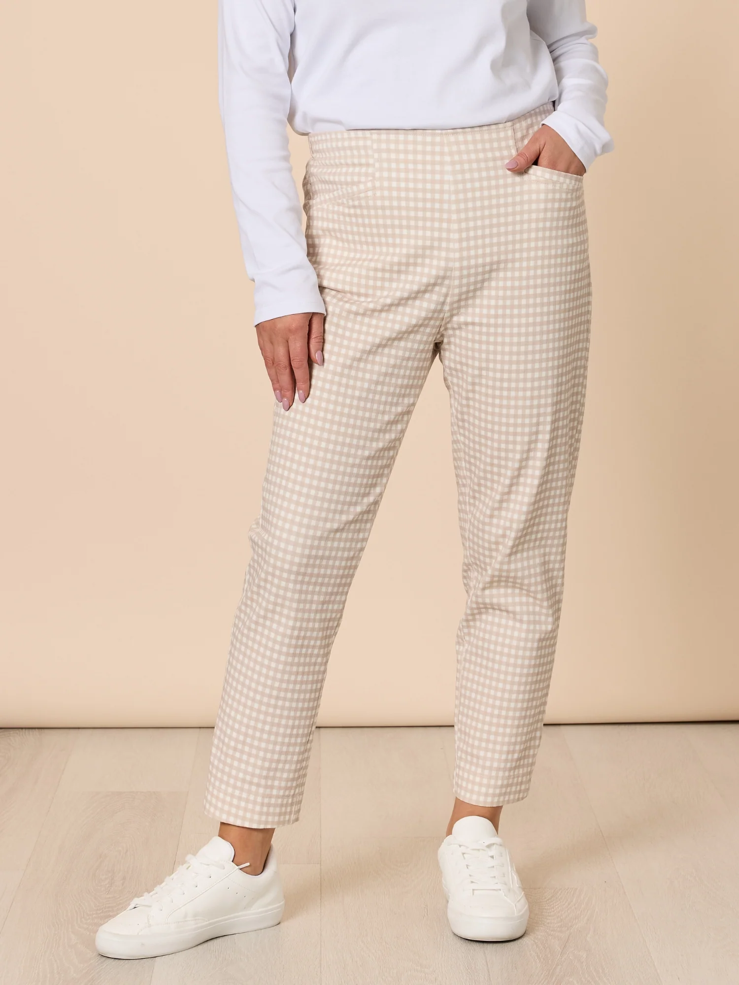 Alexis Gingham Print Pant - Natural