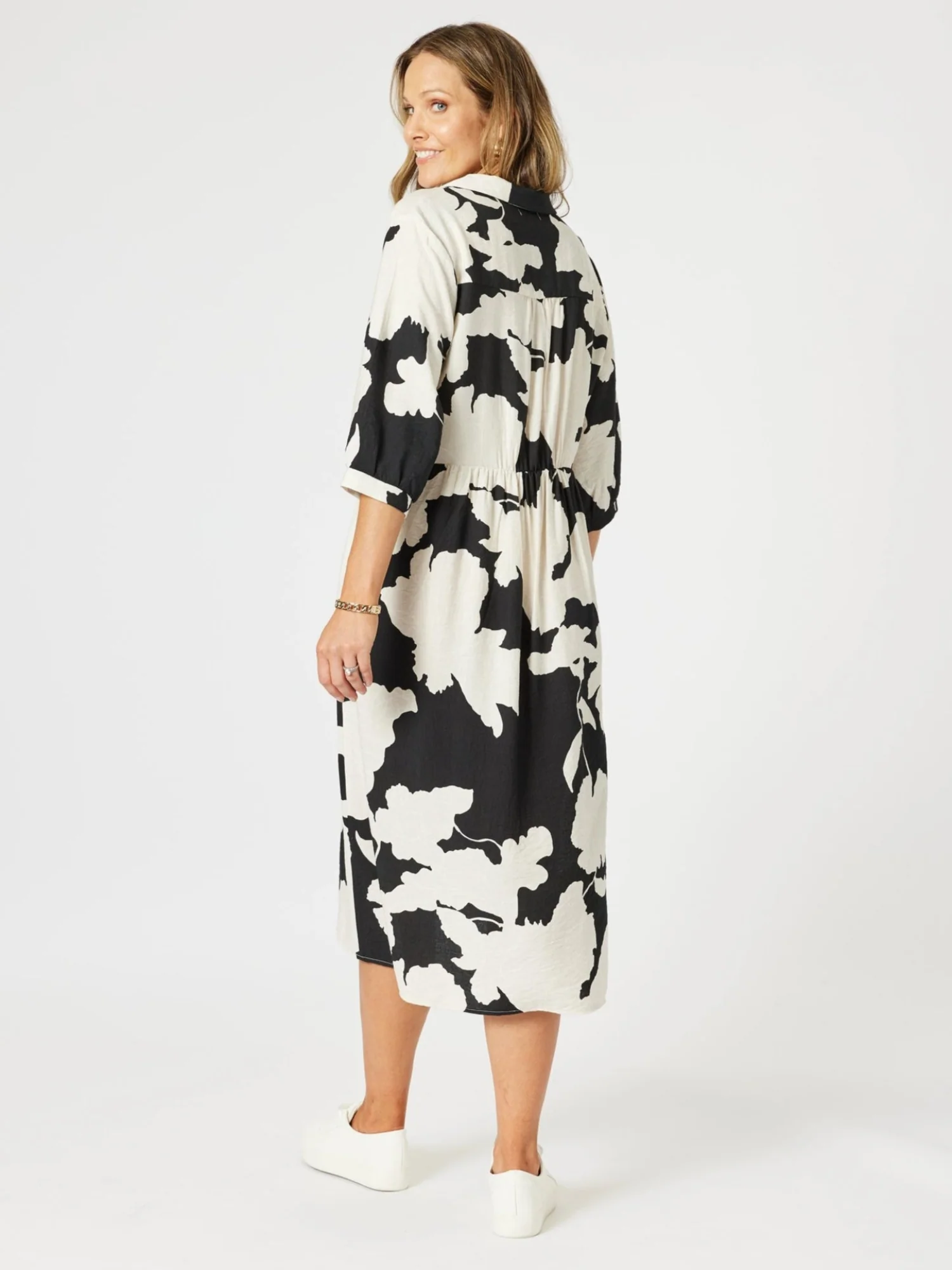 Barcelona Floral Print Dress - Black/Natural