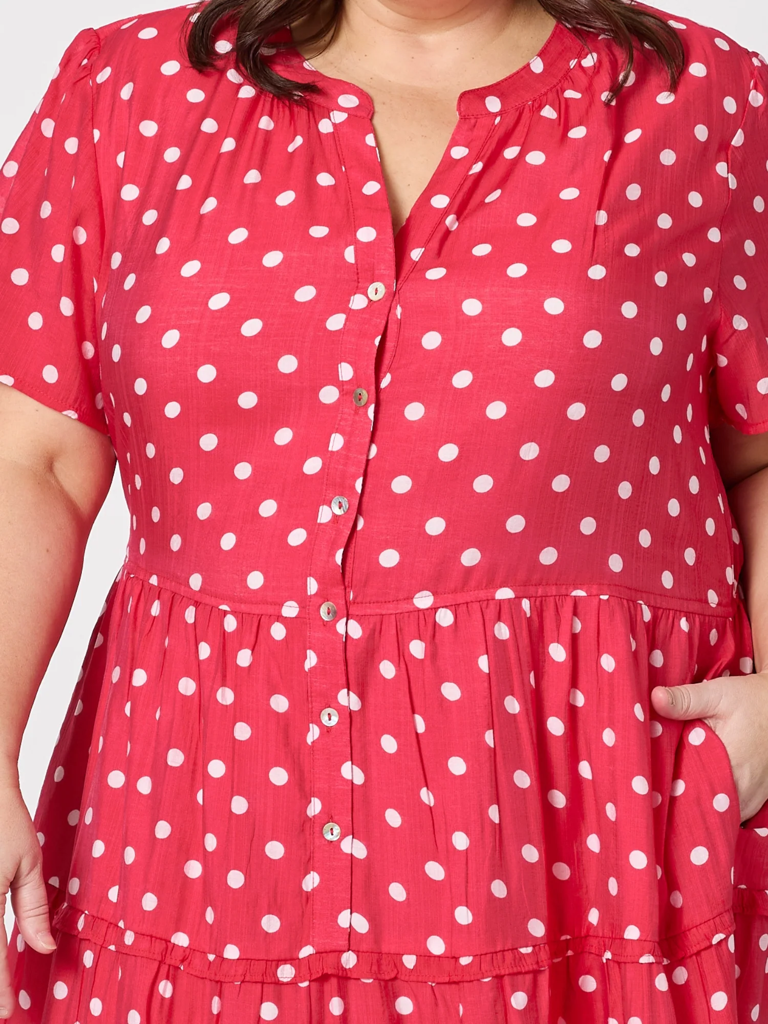 French Rose Spot Print Dress - Red/White