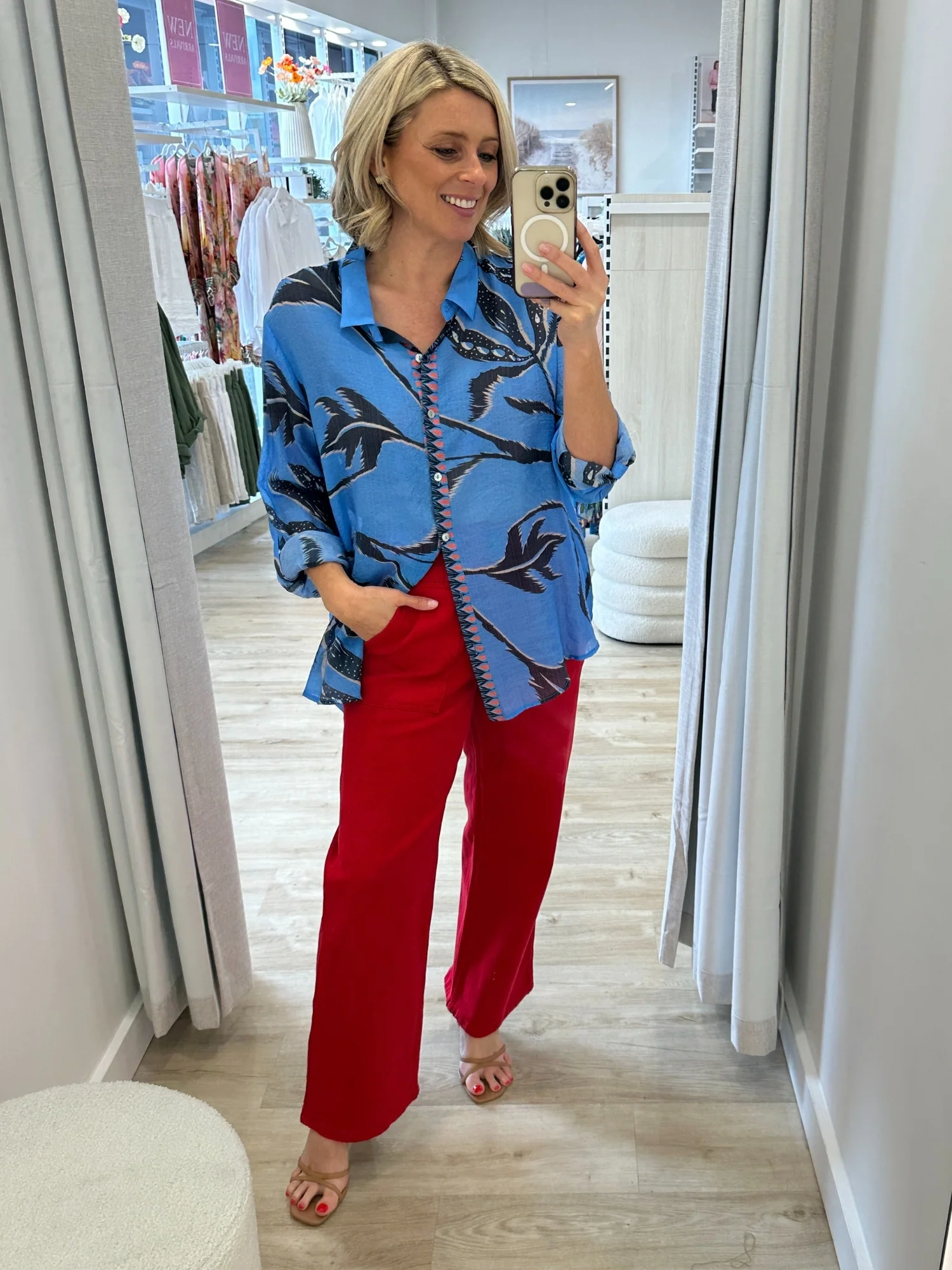 Hudson High Rise Wide Leg Jean - Red