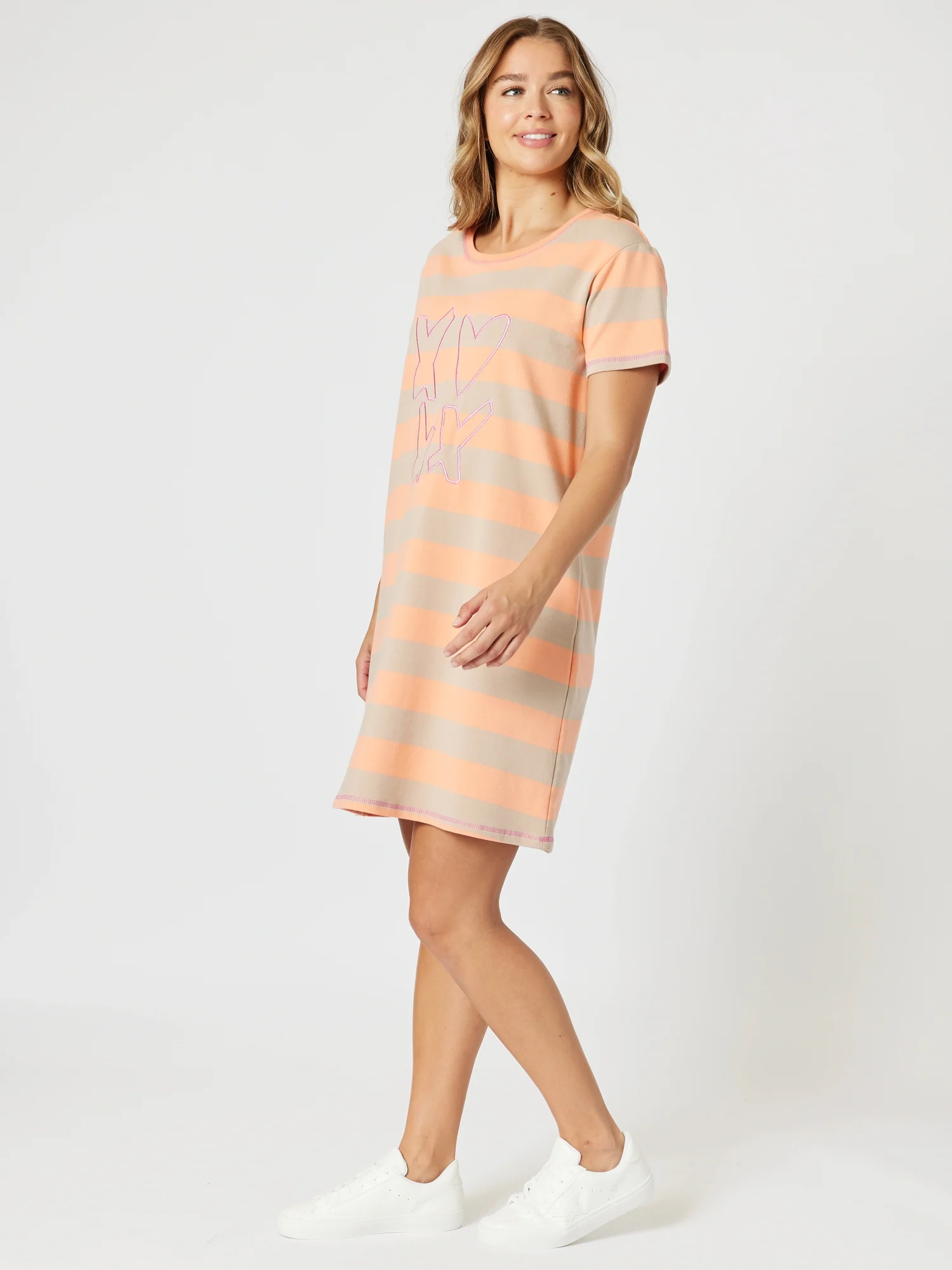 Love & Kisses Stripe Print Dress - Mango Natural