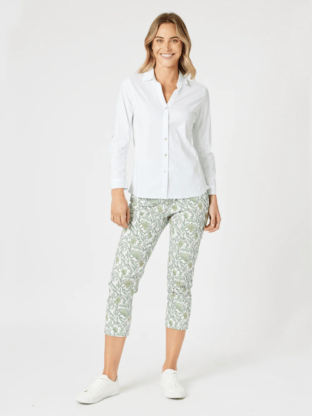Leaf Print Pant - Khaki