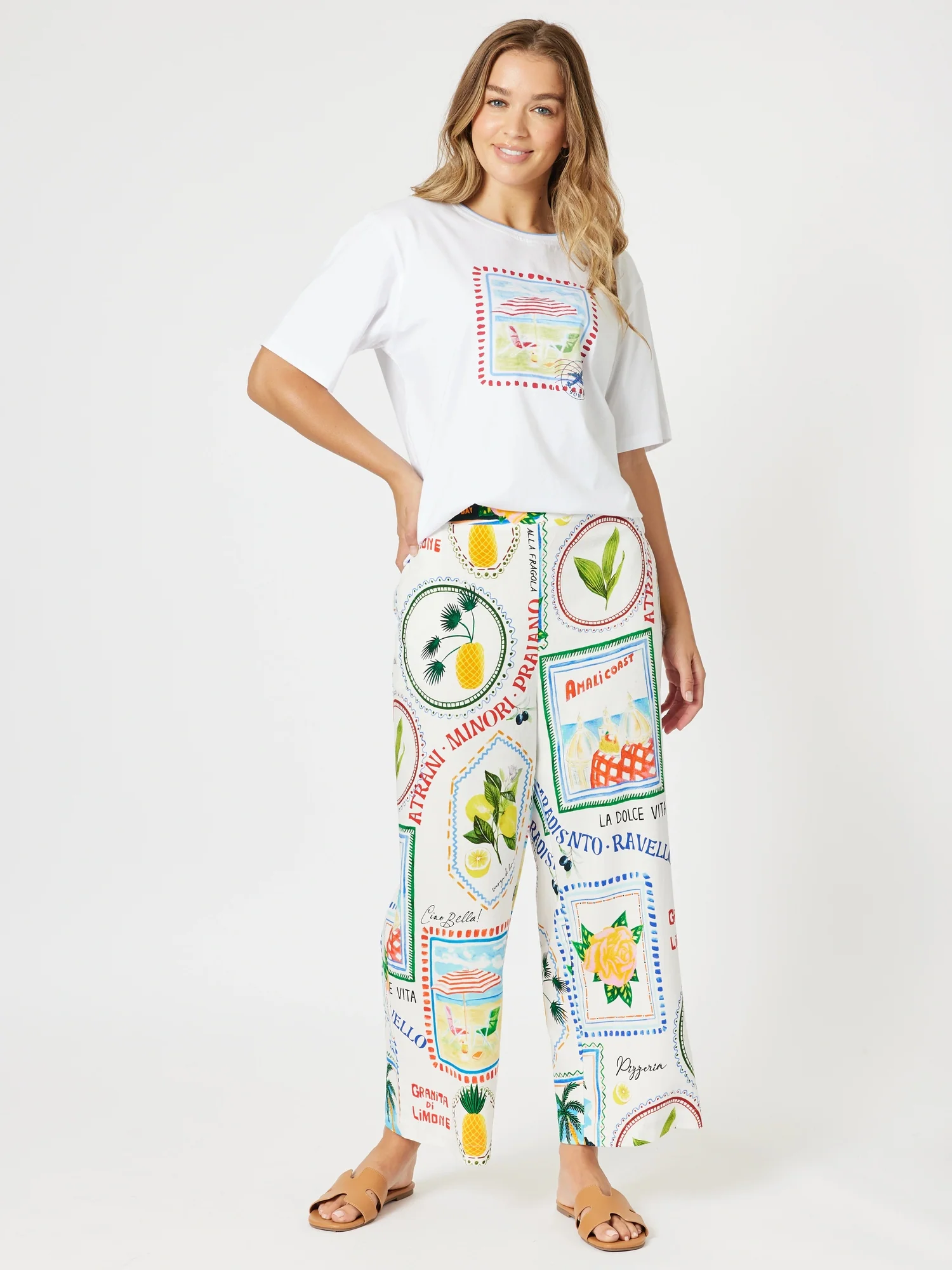 Amalfi Print Tee - White