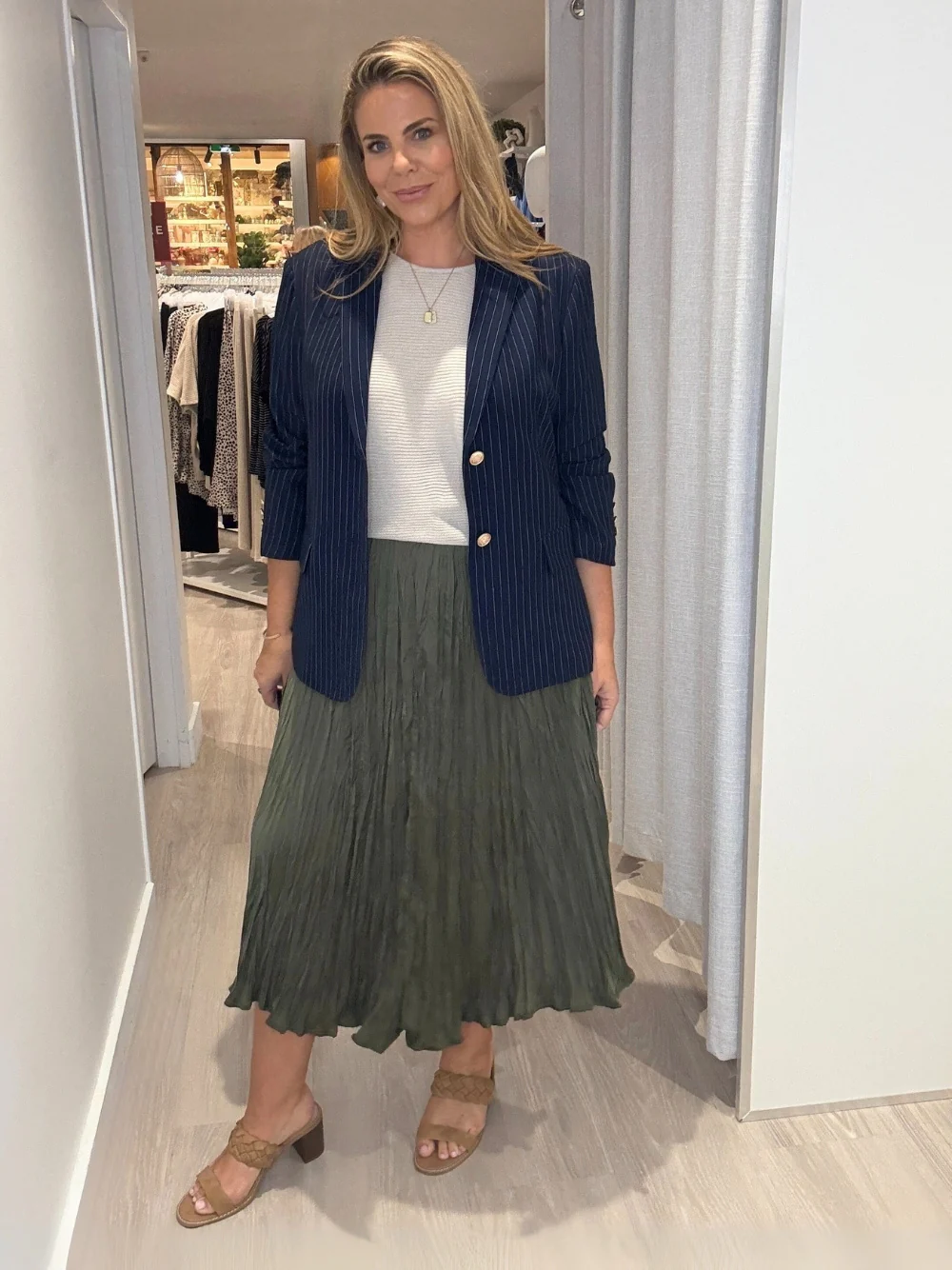 Crushed Skirt - Khaki